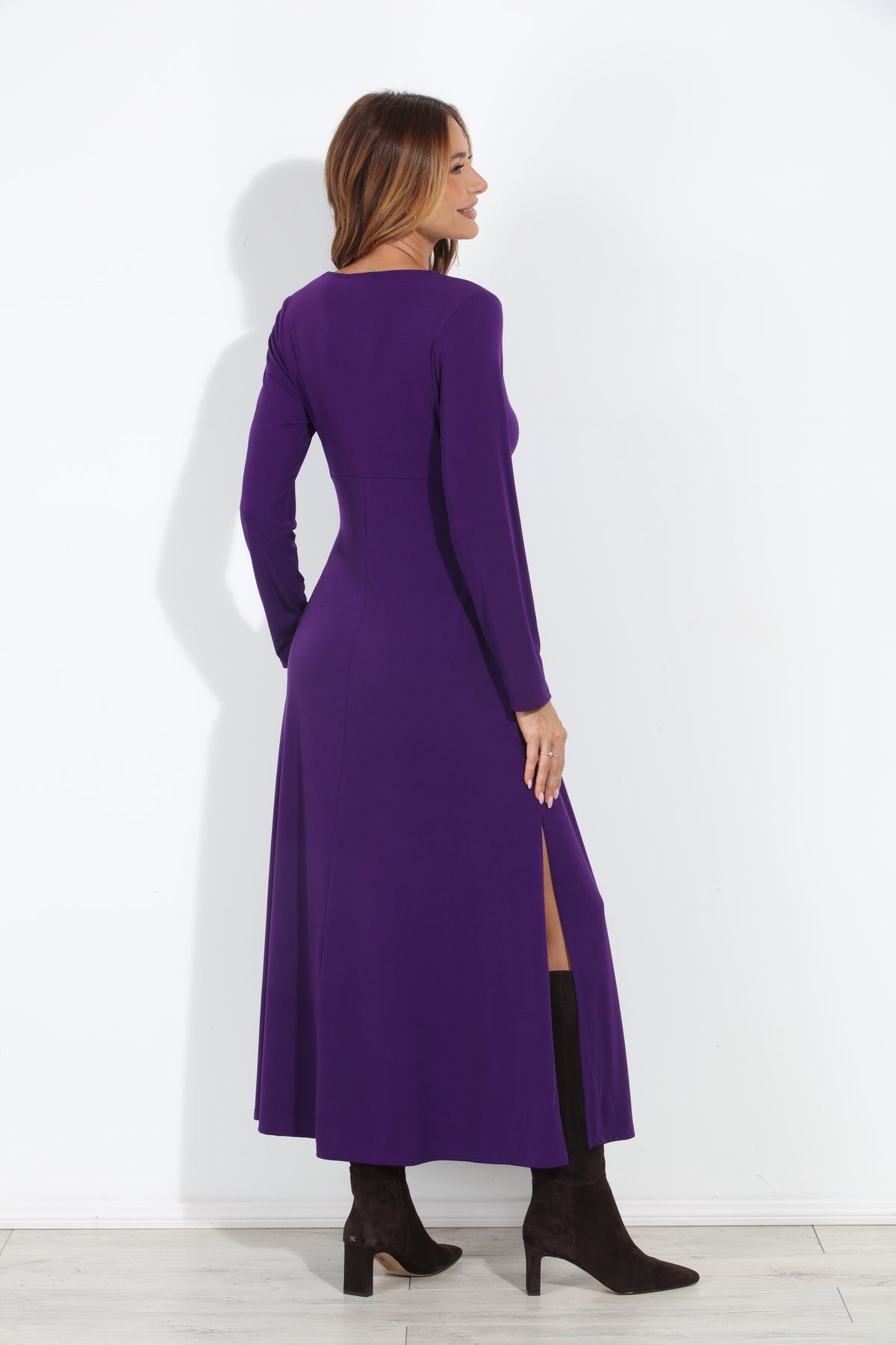 Purple Stretch Twist Long Sleeve Maxi