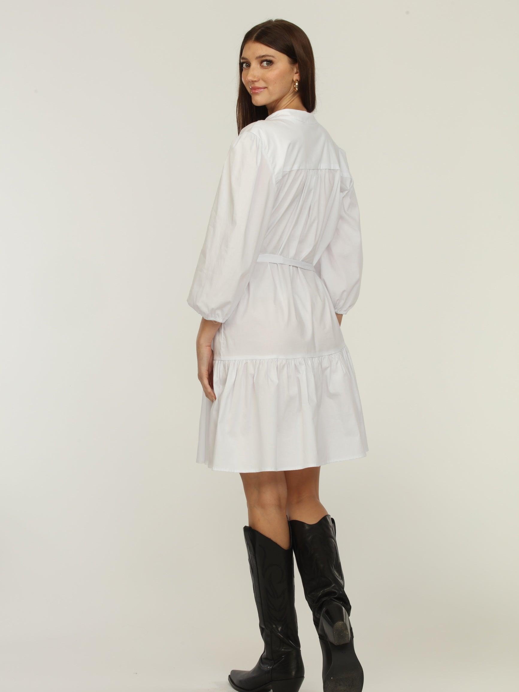 White Shirt Dress with Belt-FINAL SALE