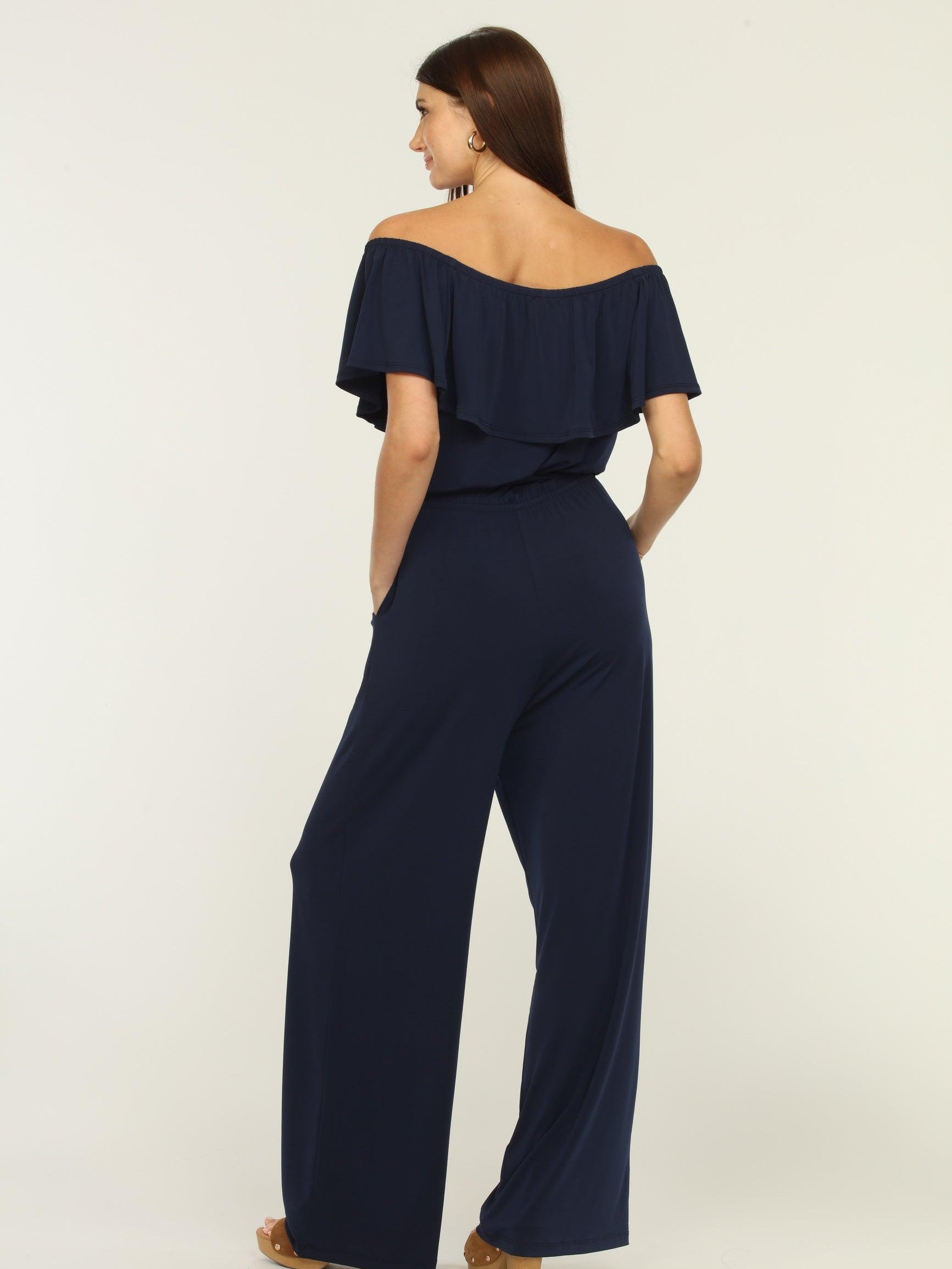 Navy Ruffle Tube Jumpsuit-BEST SELLER