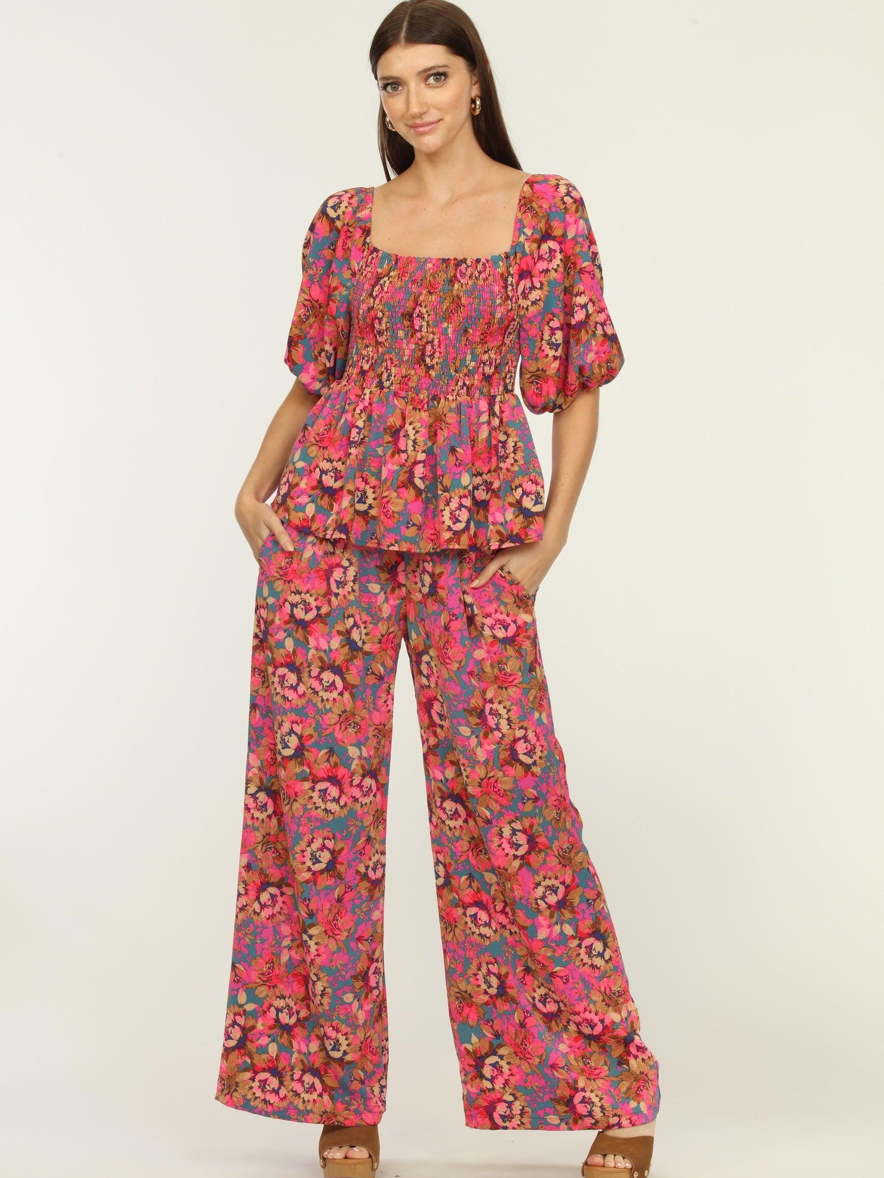Melrose Politan Smocked Woven Pant-FINAL SALE