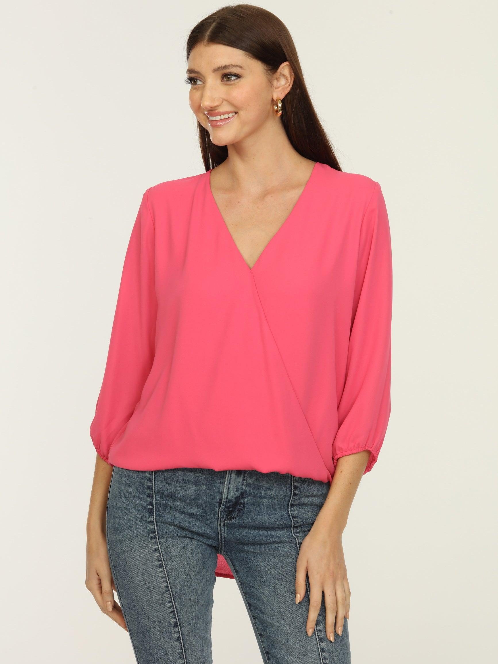 Taffy Pink Surplice Top-FINAL SALE