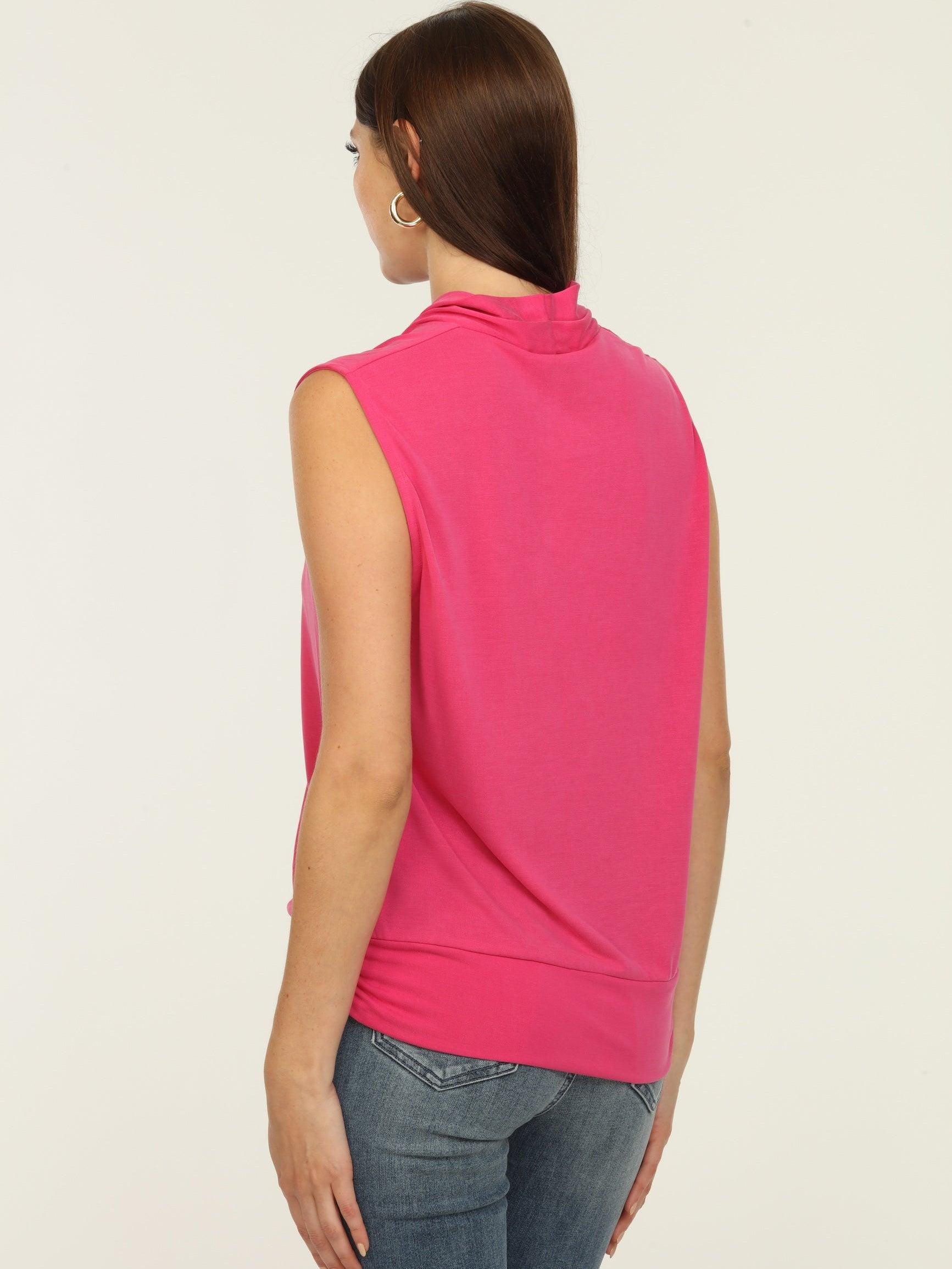 Magenta Cupro Banded Surplice Tank-FINAL SALE