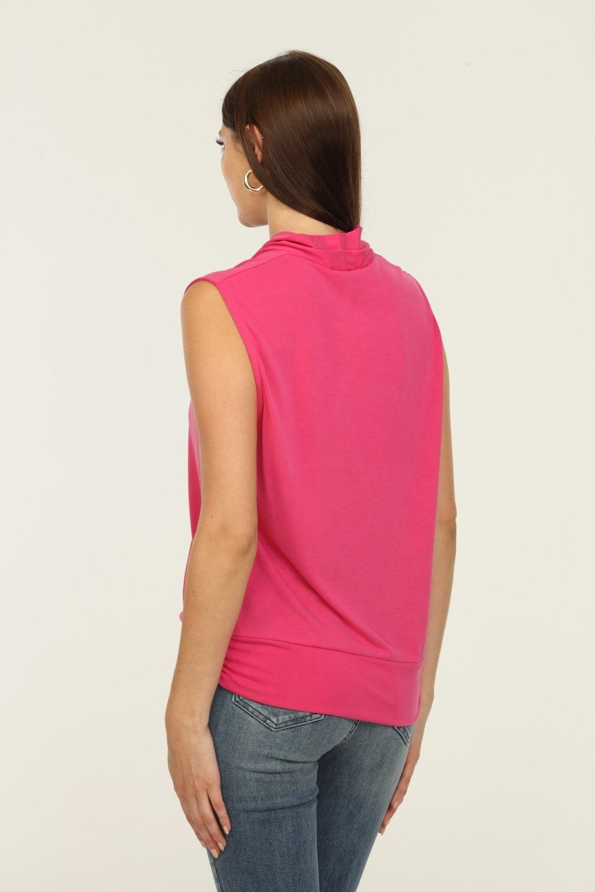 Magenta Cupro Banded Surplice Tank-FINAL SALE