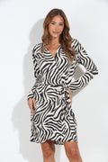 Mara Zebra Stretch Faux Wrap Dress-BEST SELLER