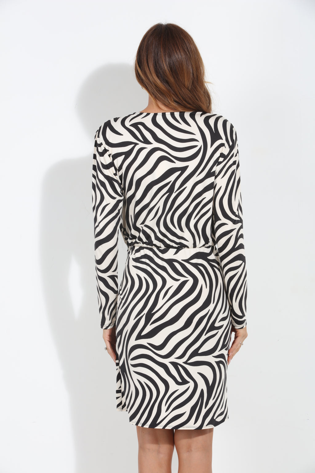 Mara Zebra Stretch Faux Wrap Dress-BEST SELLER