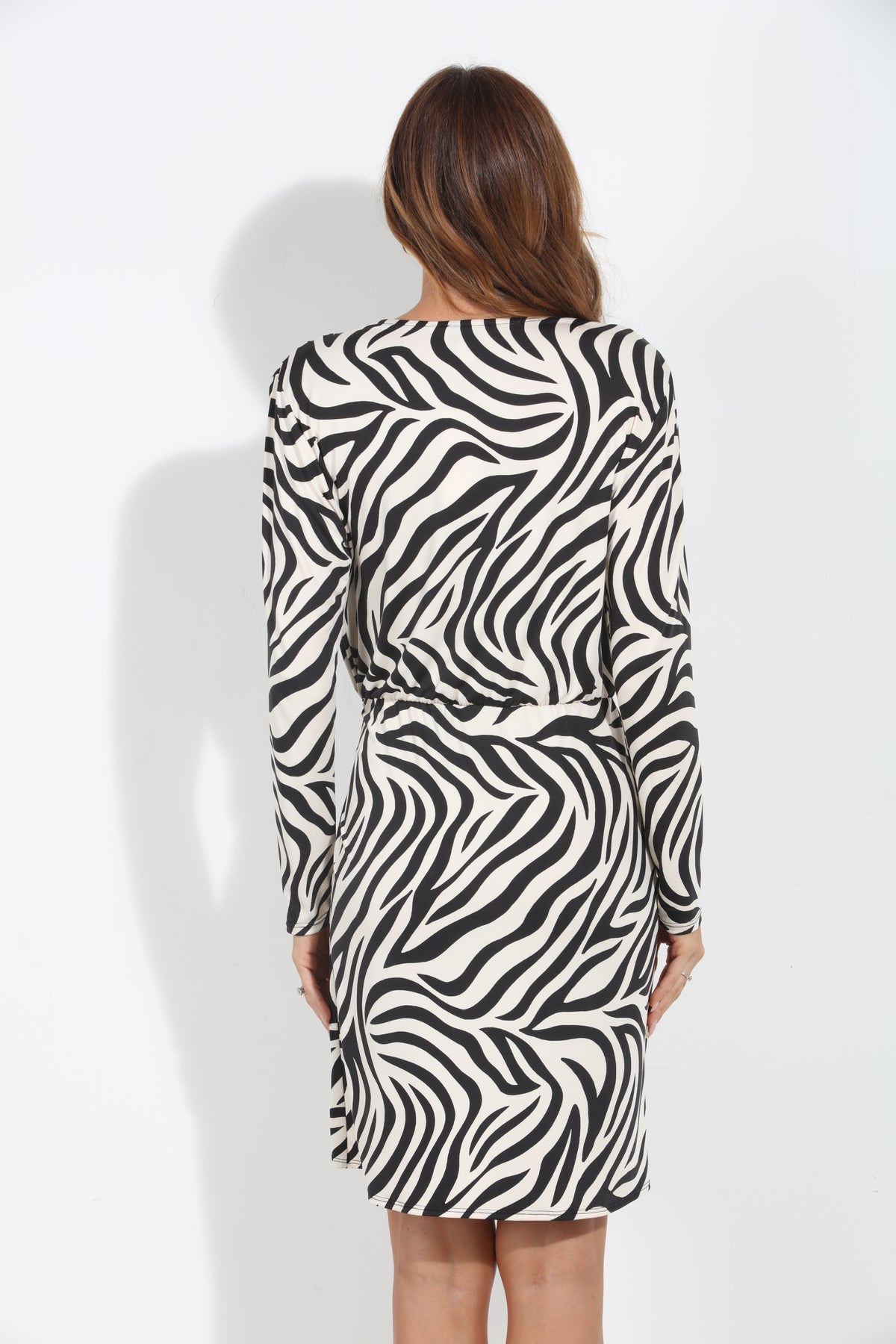Mara Zebra Stretch Faux Wrap Dress-BEST SELLER