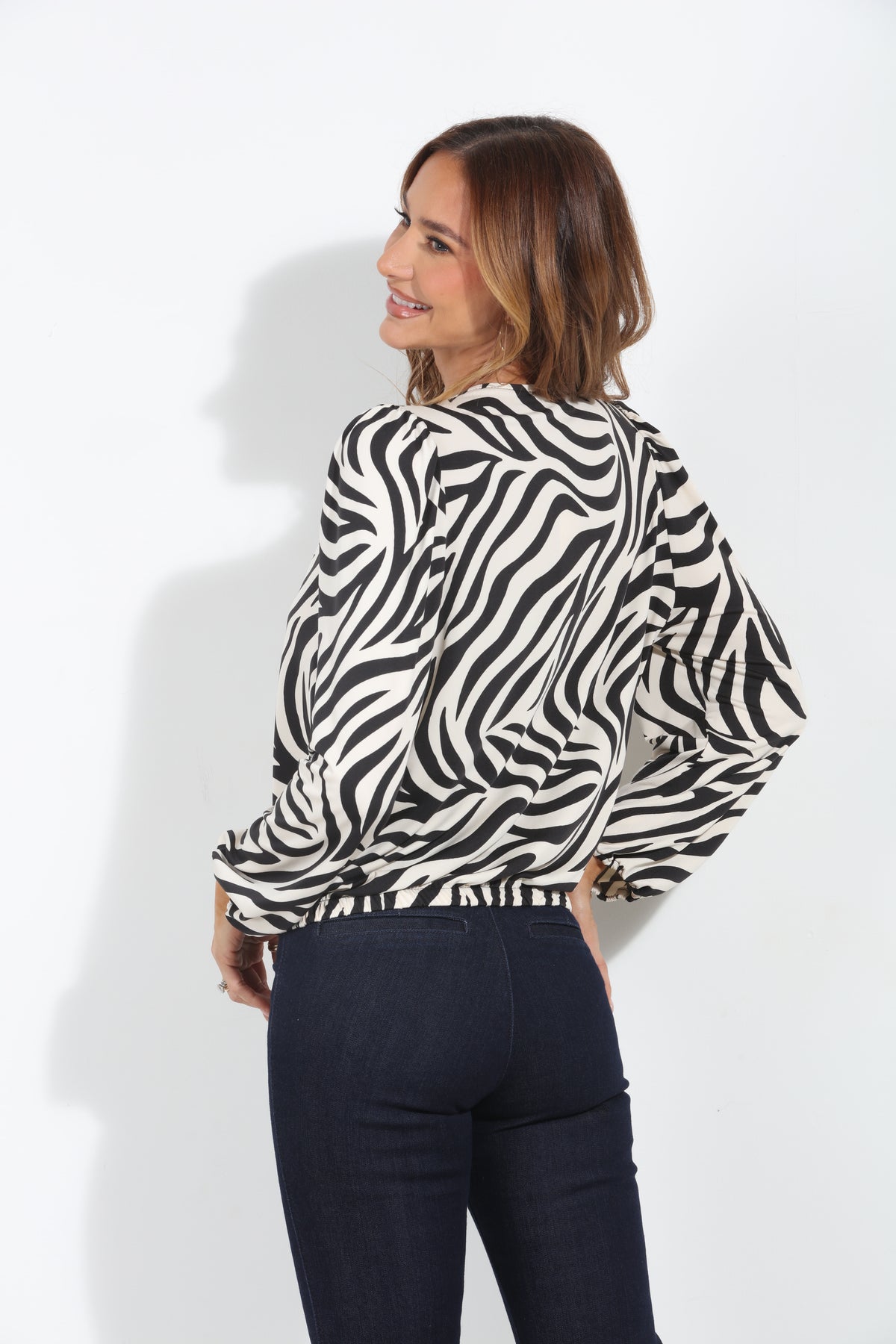 Mara Zebra Cropped Surplice Top