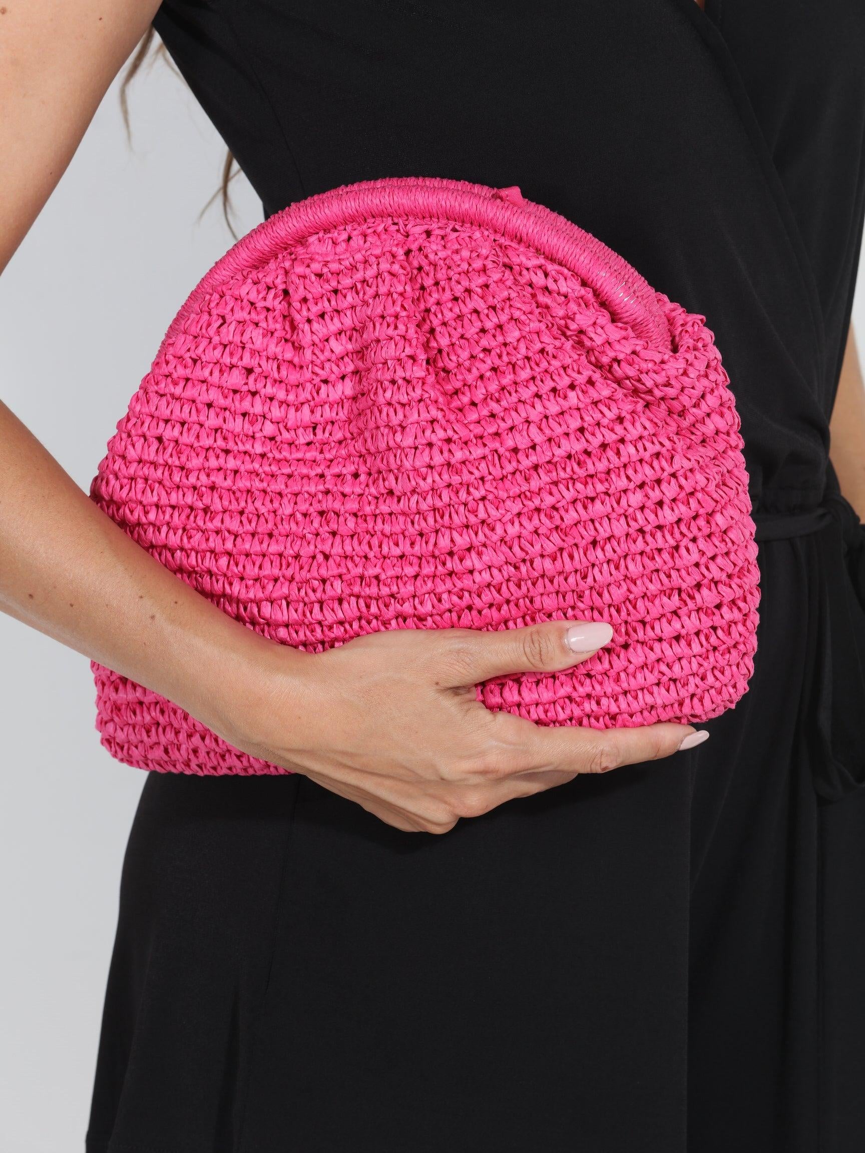 Summer Straw Clutch-Pink-FINAL SALE
