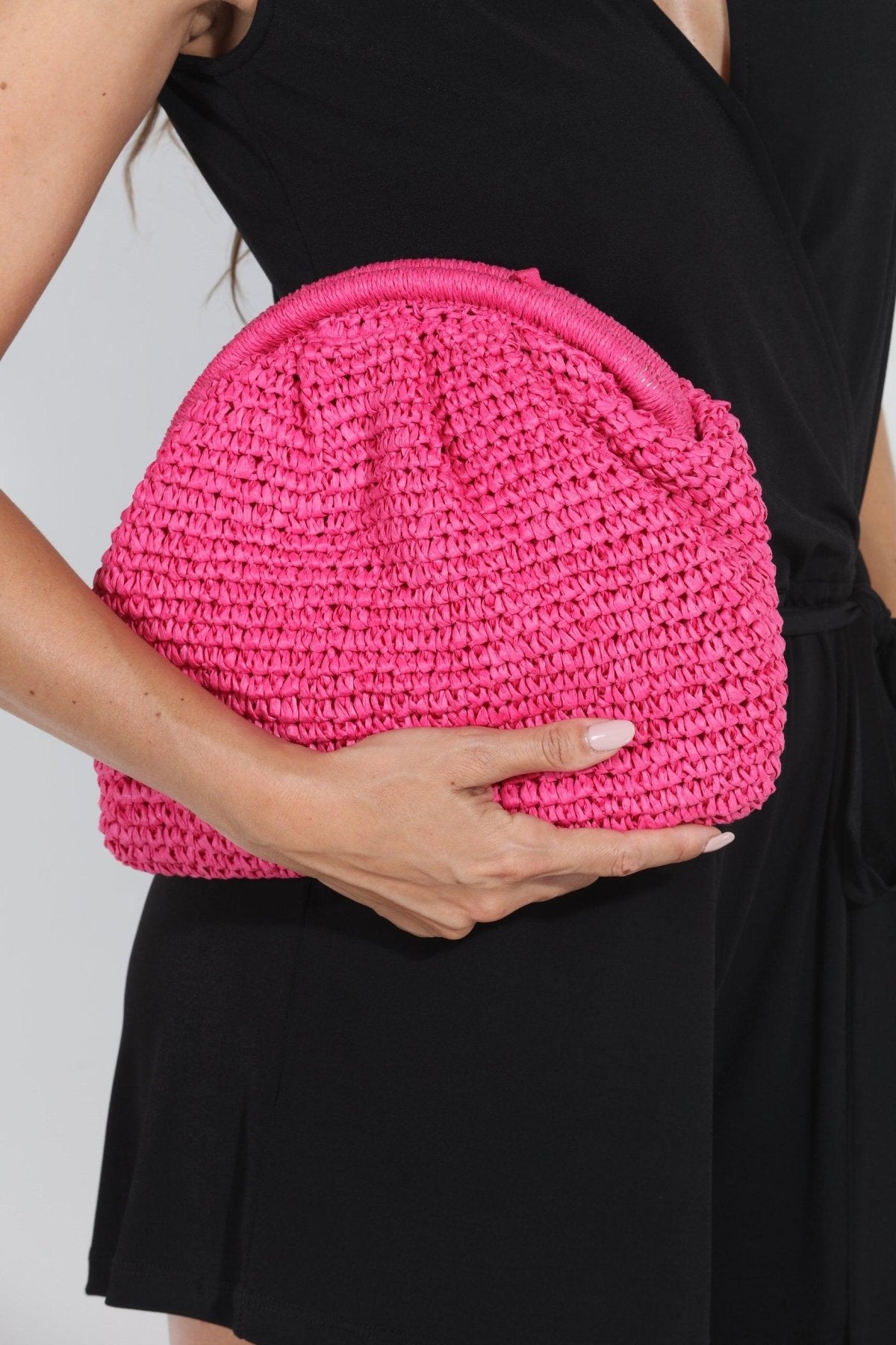 Summer Straw Clutch-Pink-FINAL SALE