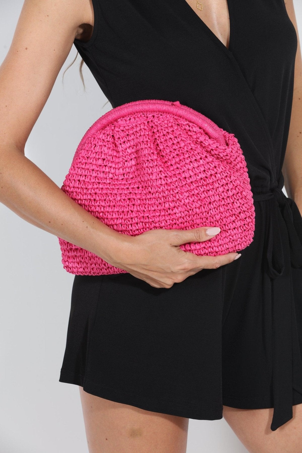 Summer Straw Clutch-Pink-FINAL SALE