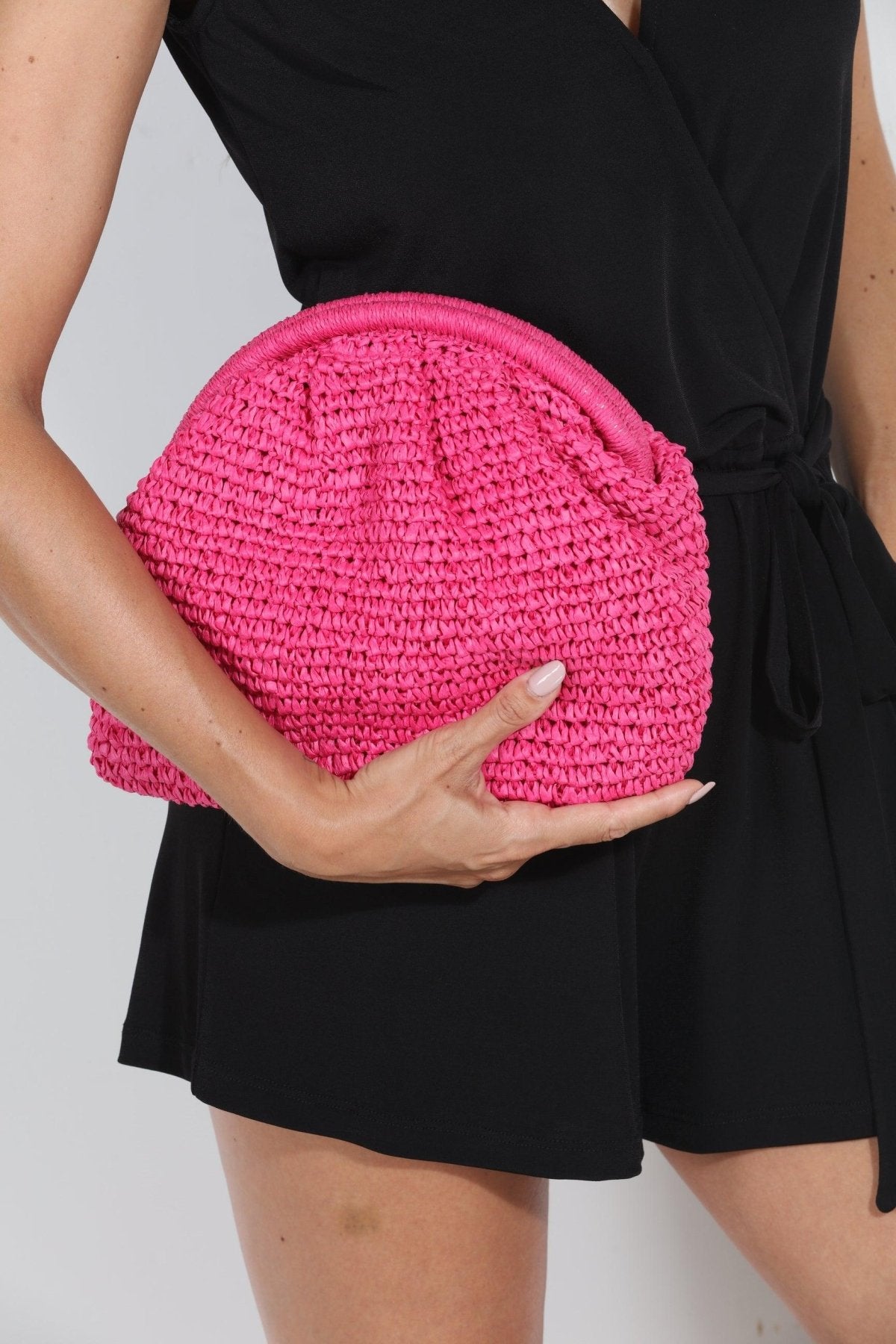 Summer Straw Clutch-Pink-FINAL SALE