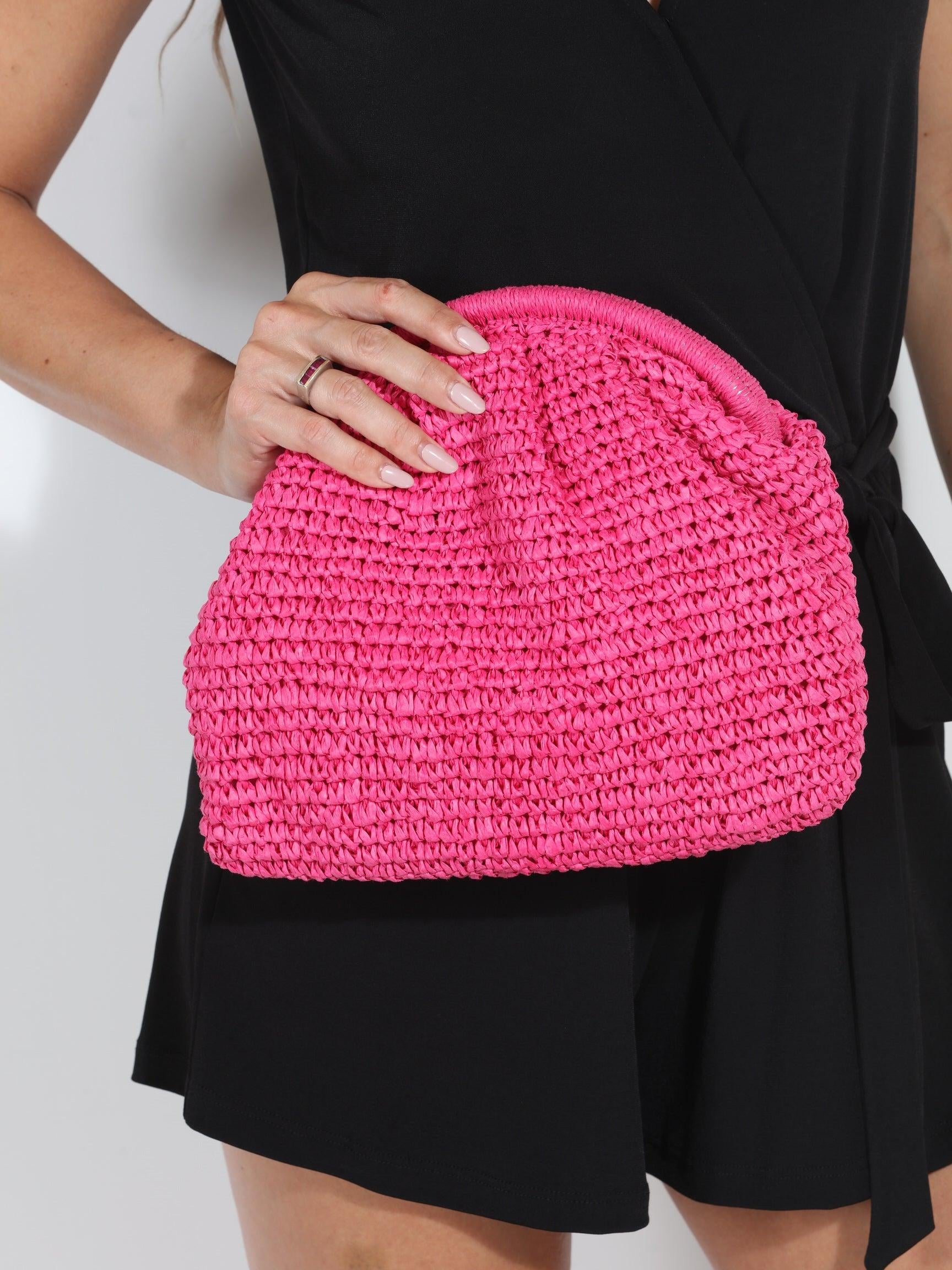 Summer Straw Clutch-Pink-FINAL SALE