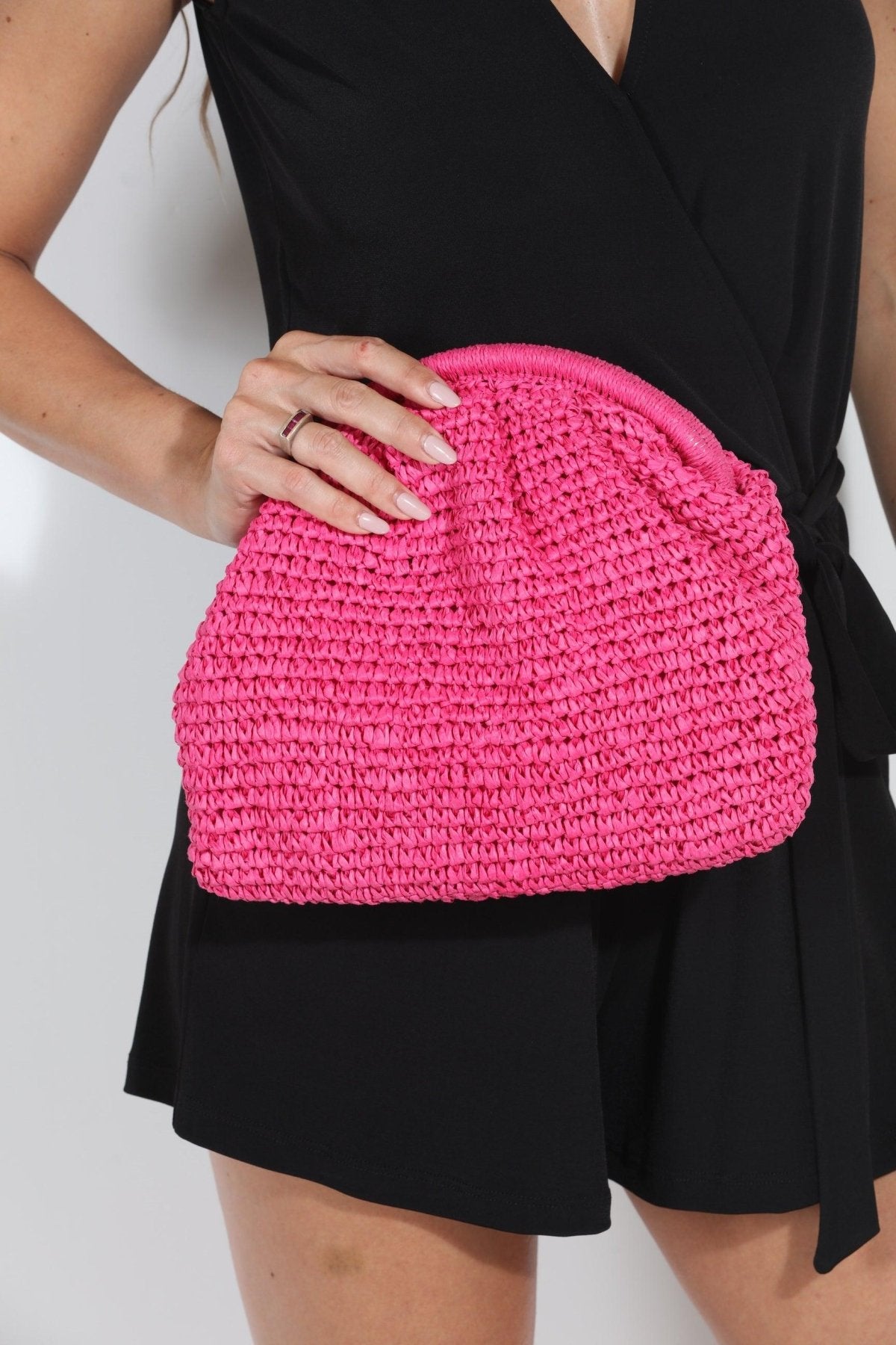 Summer Straw Clutch-Pink-FINAL SALE