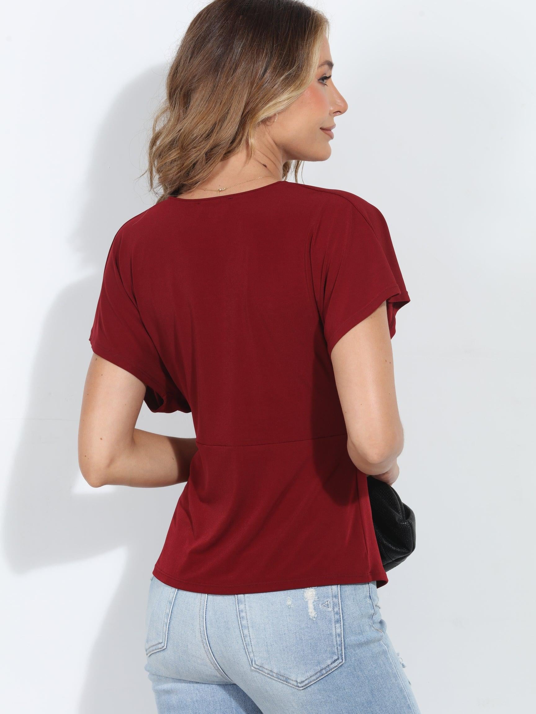 Burgundy Stretch ITY Twist Top-BEST SELLER