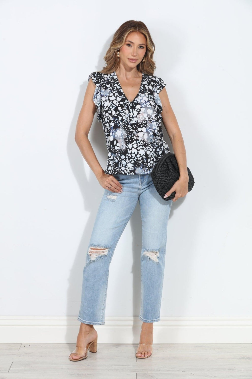 Abbey V-Neck Ruffle Blouse-BEST SELLER