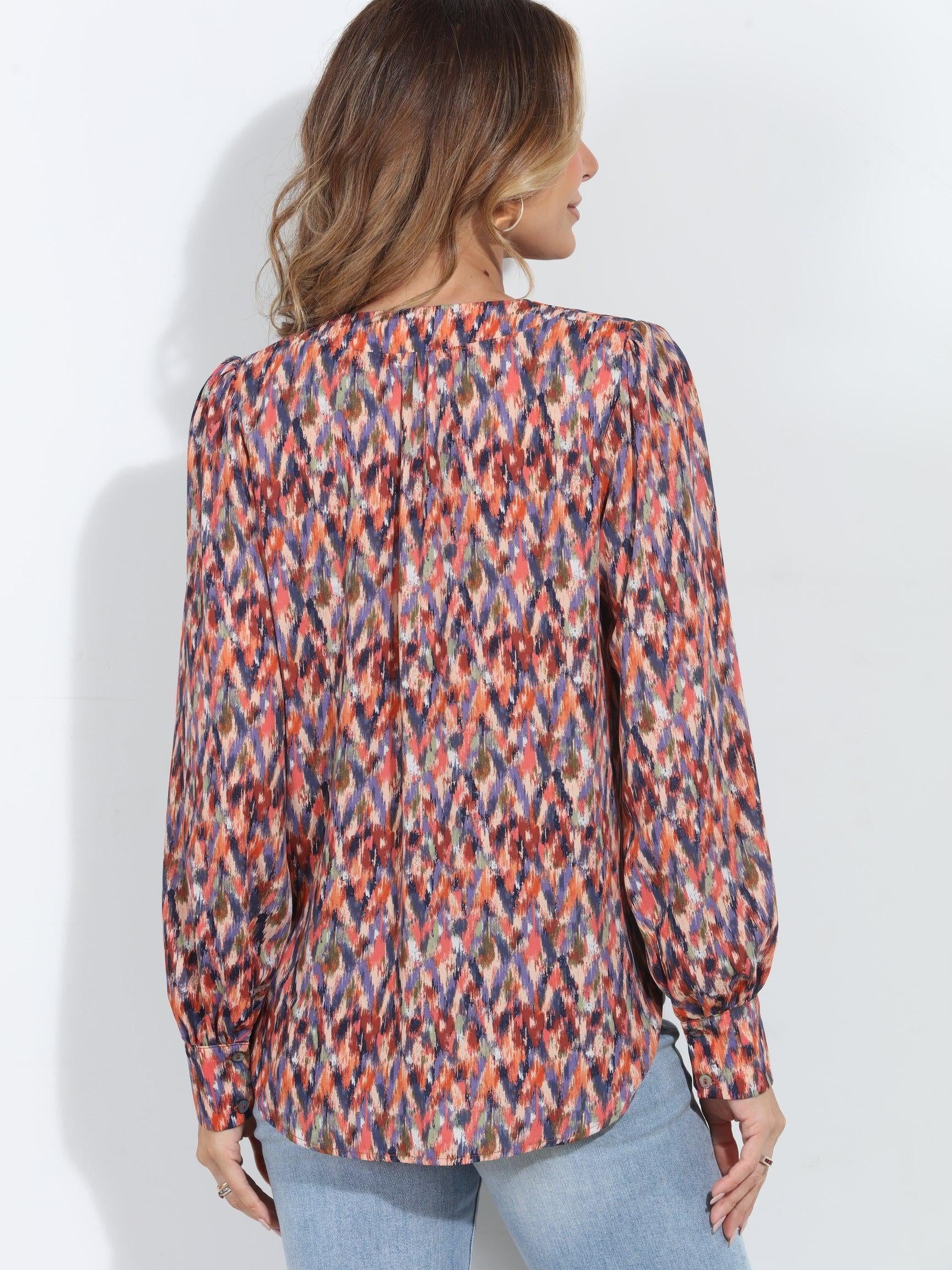 Kayce V Neck Puffed Sleeve Blouse-BEST SELLER