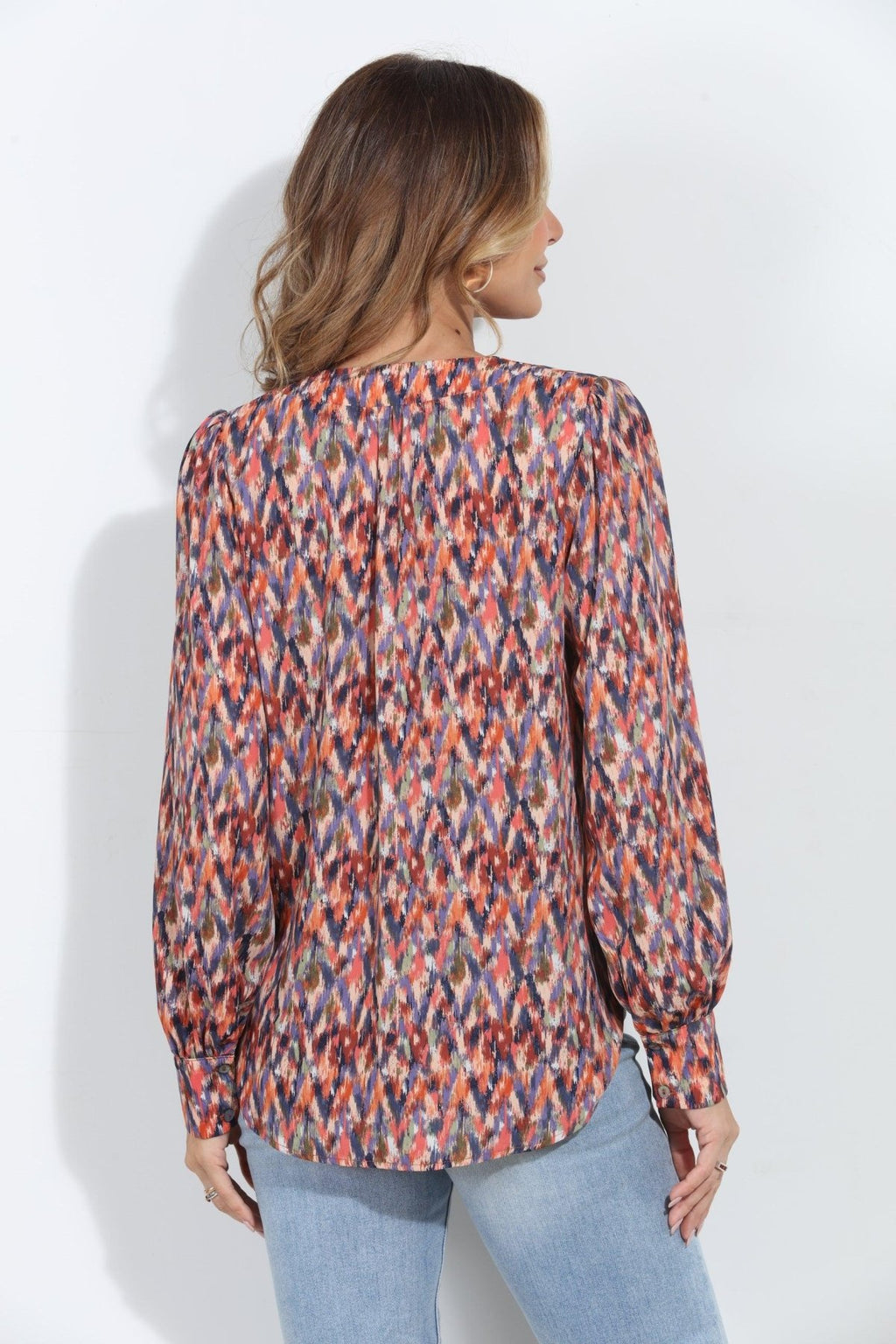 Kayce V Neck Puffed Sleeve Blouse-FINAL SALE