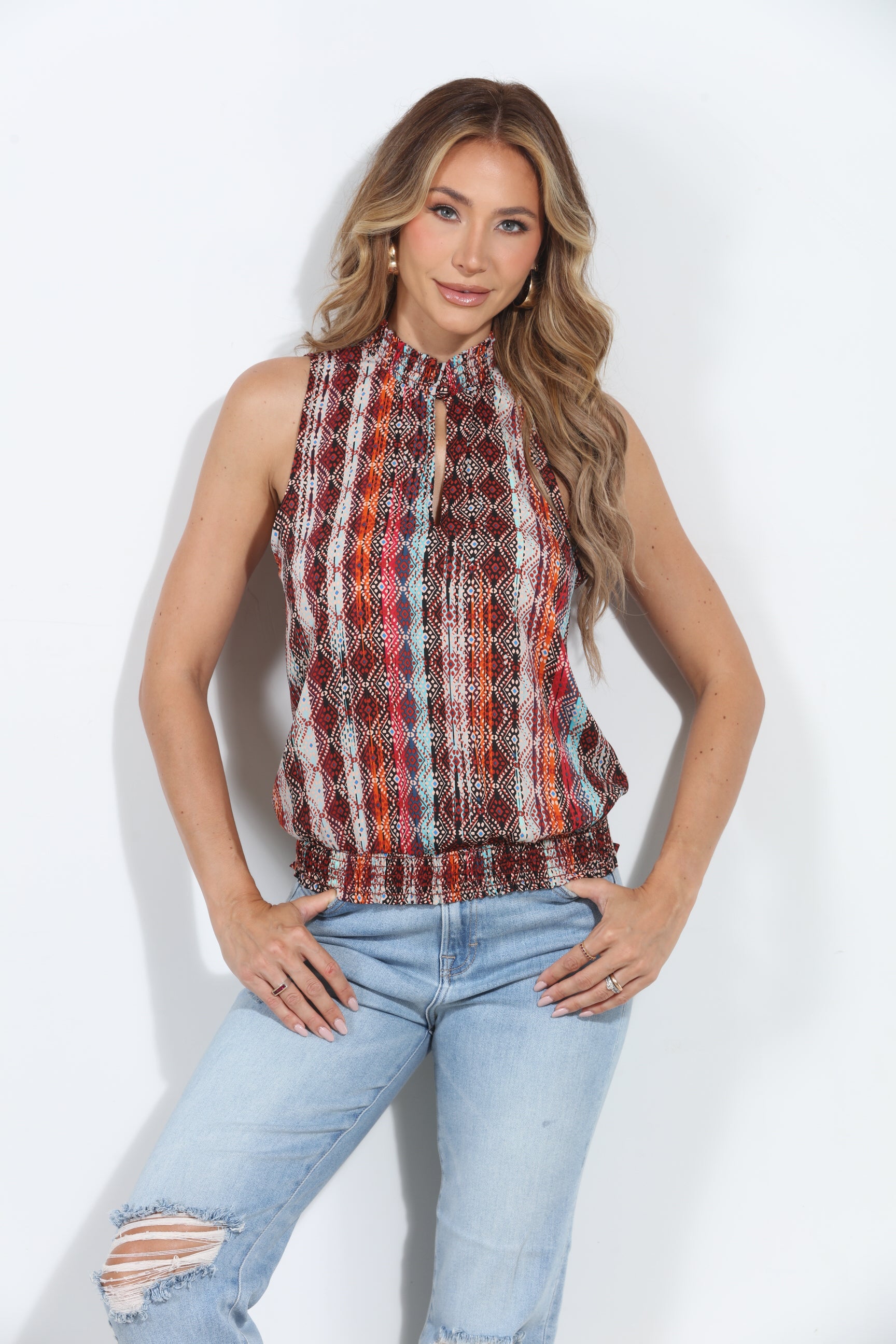 Zak Smocked Sleeveless Top-FINAL SALE