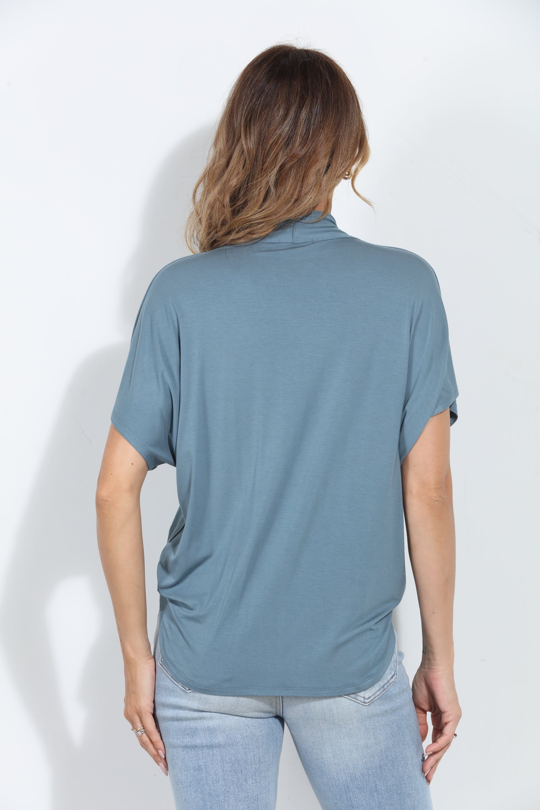 Sea Blue Cupro Surplice Tee