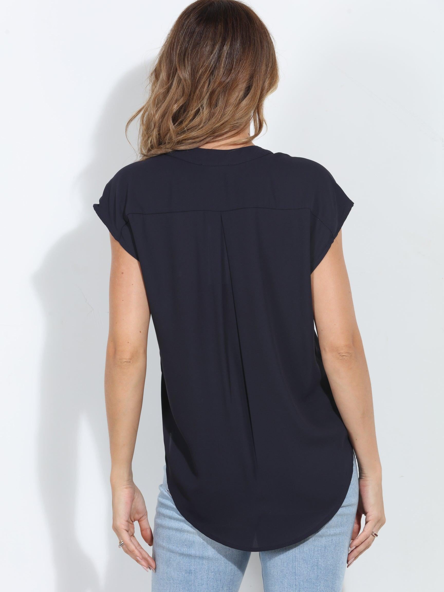 Jet Navy Woven Dolman Tee