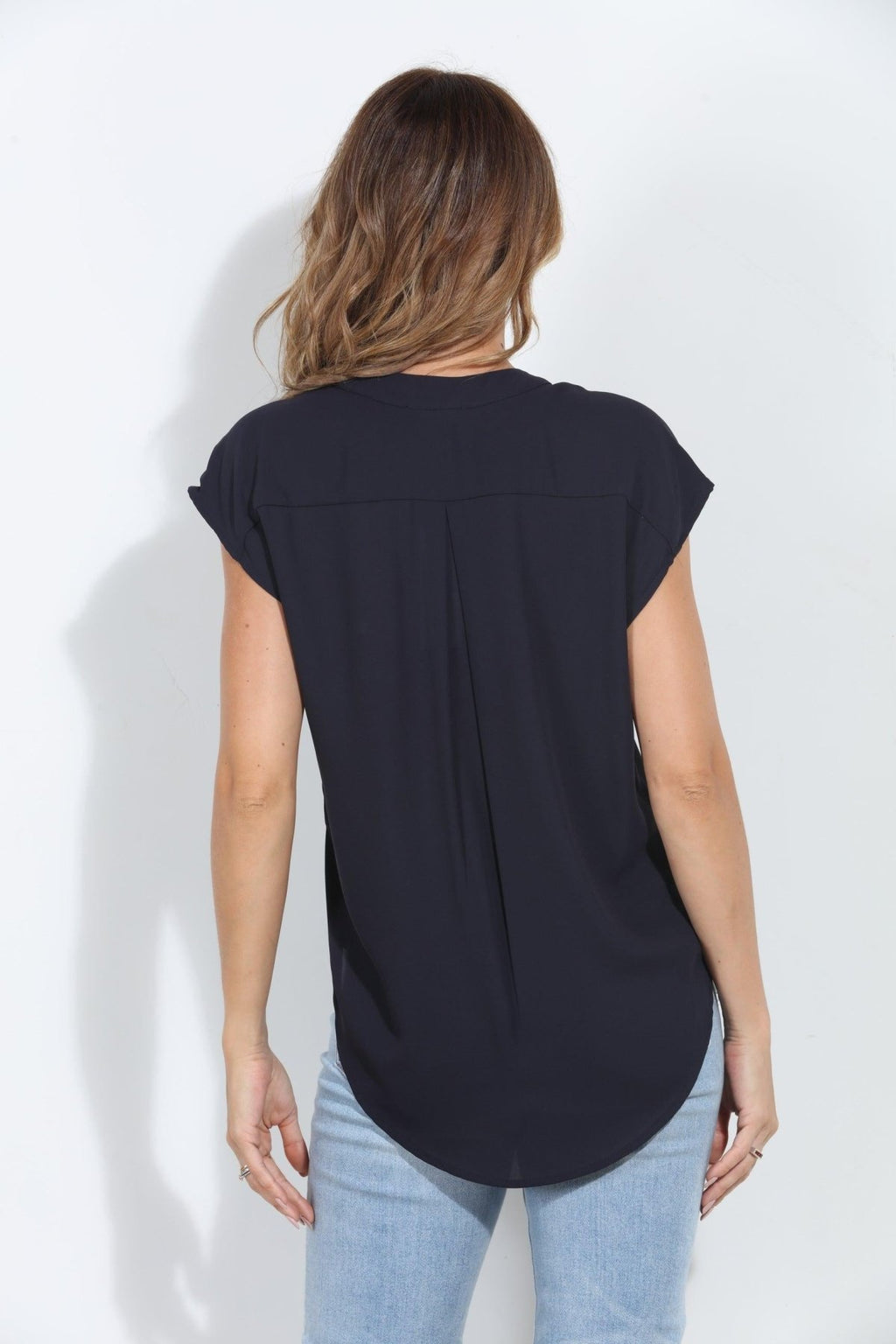 Jet Navy Woven Dolman Tee- FINAL SALE