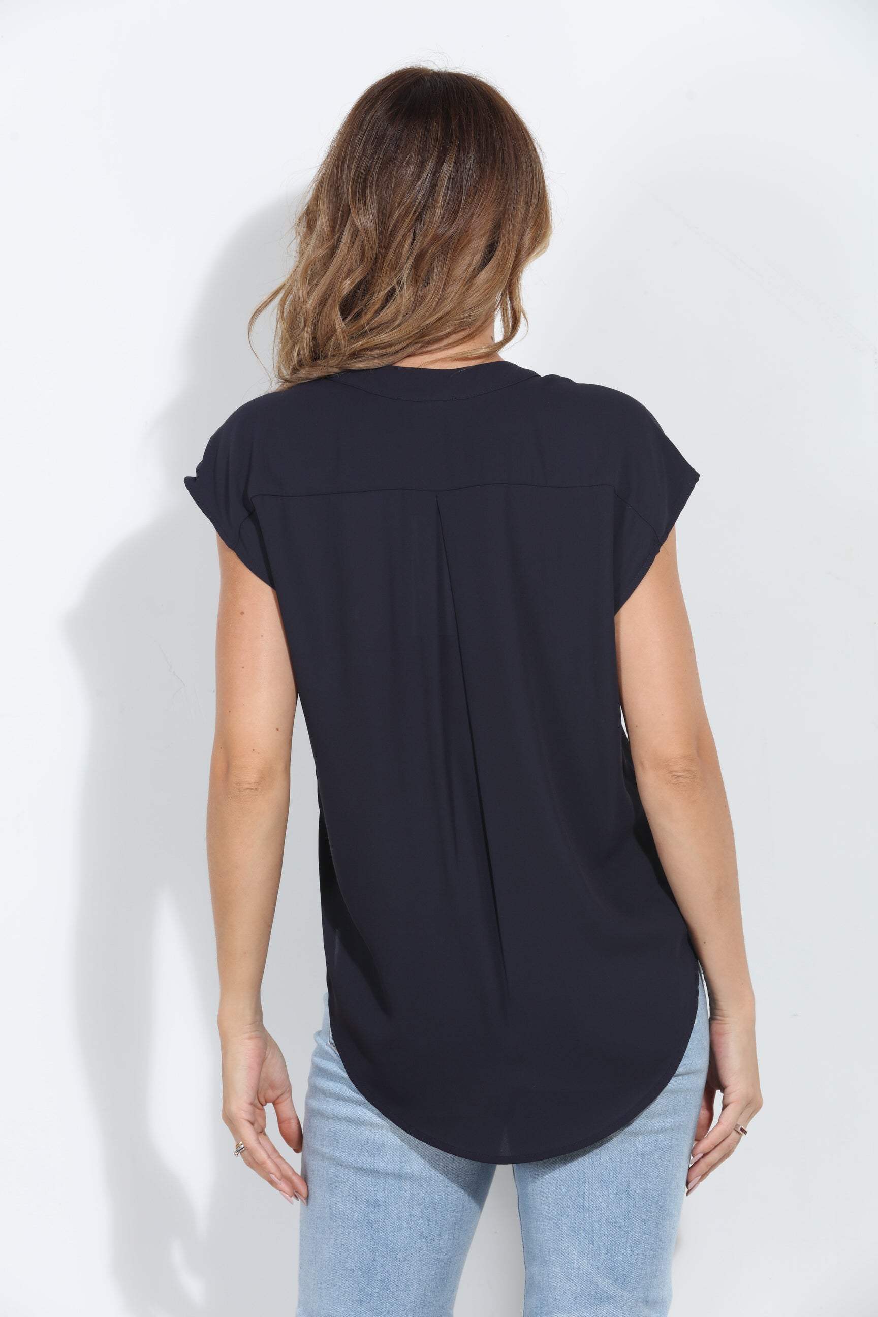 Jet Navy Woven Dolman Tee