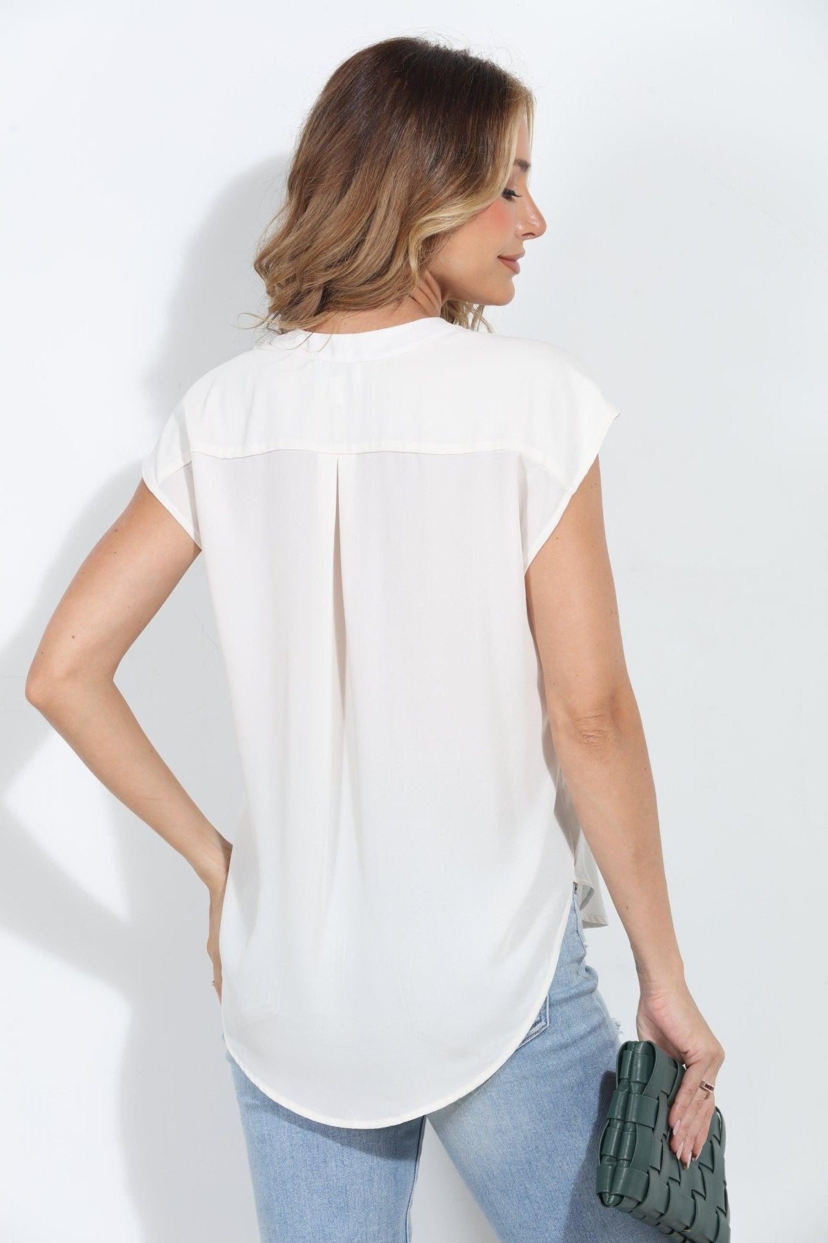 Ivory Woven Dolman Tee- FINAL SALE