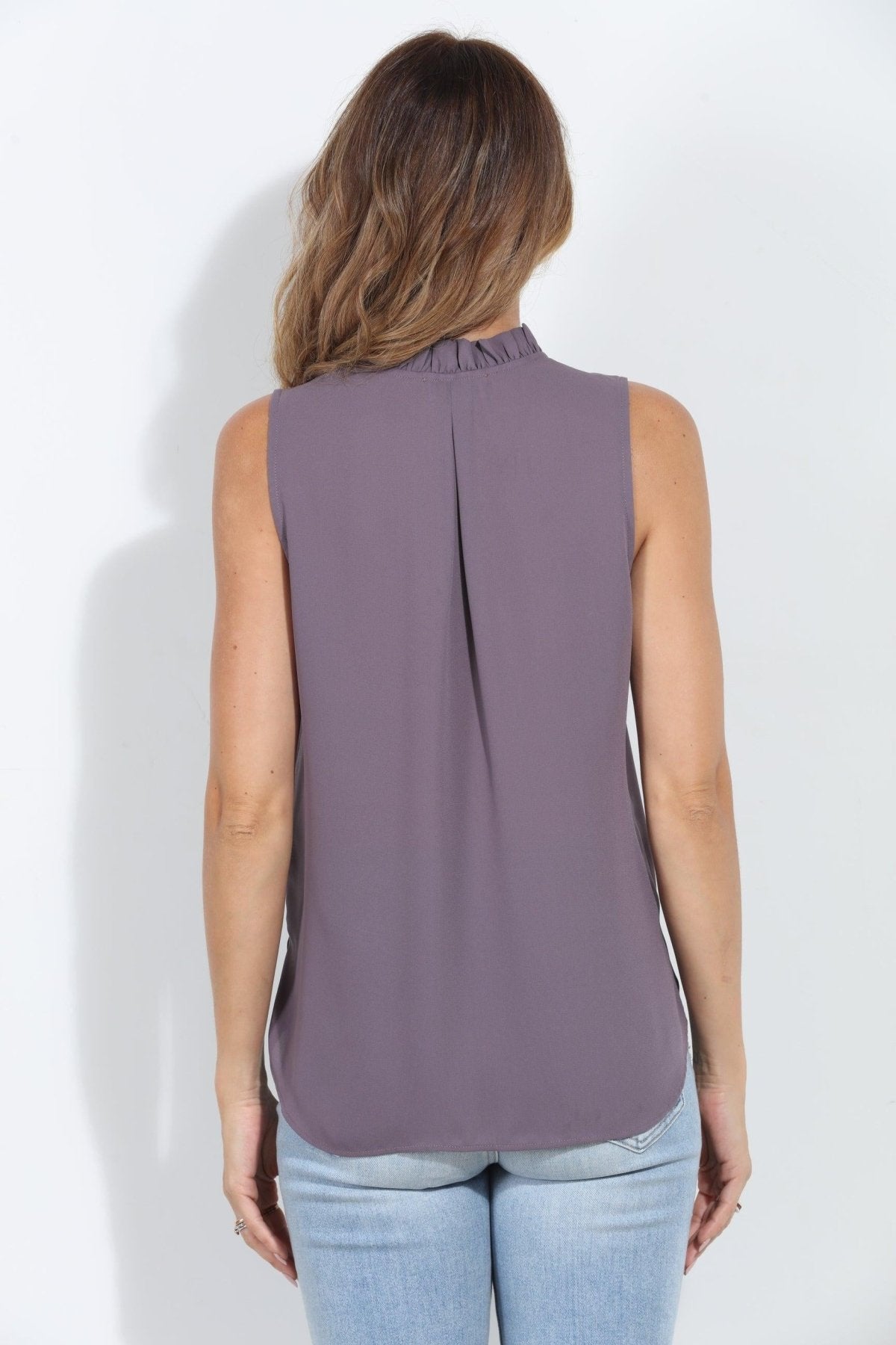 Quail Pleated Neck Sleeveless Blouse