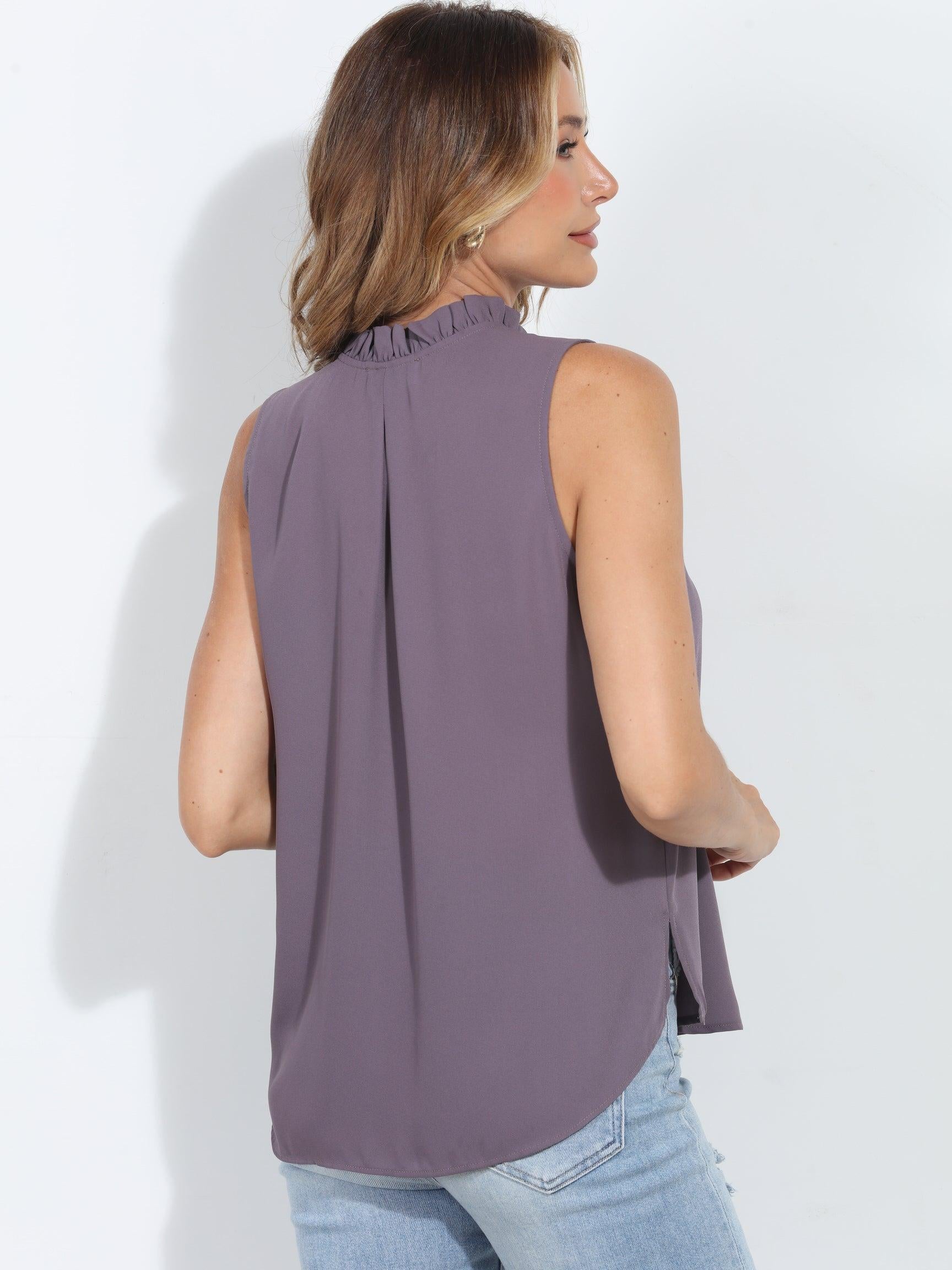 Quail Pleated Neck Sleeveless Blouse-BEST SELLER