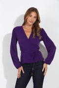 Purple Stretch Wrap Long Sleeve Top