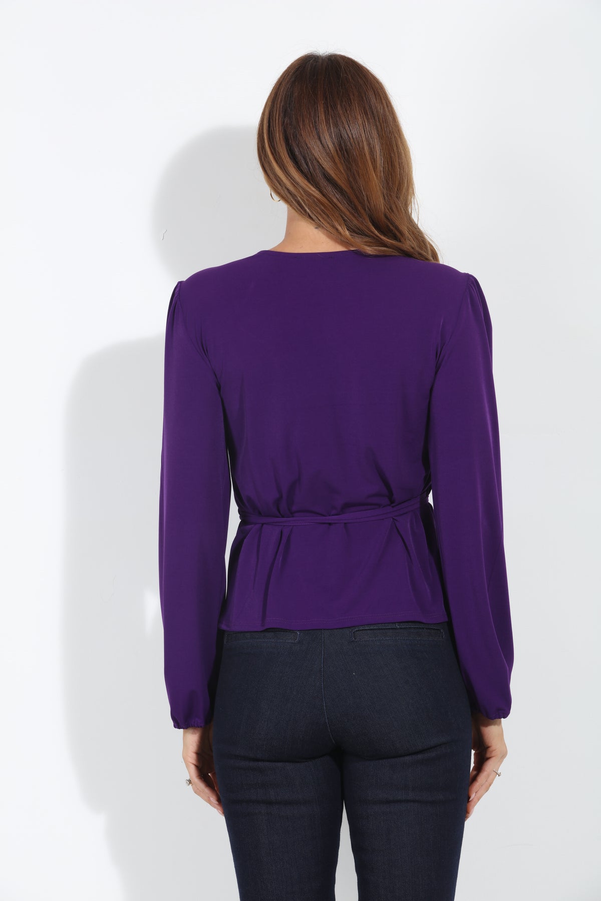 Purple Stretch Wrap Long Sleeve Top