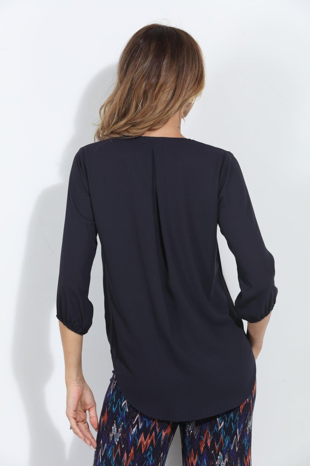 Jet Navy Surplice Blouse-FINAL SALE
