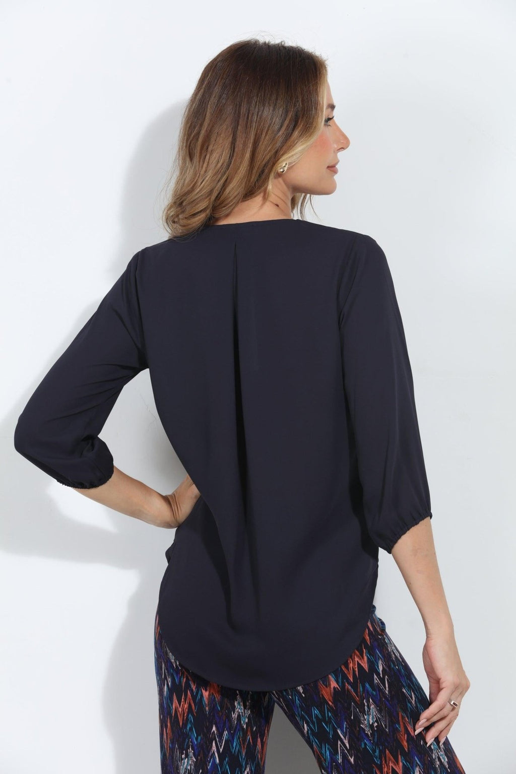 Jet Navy Surplice Blouse-FINAL SALE