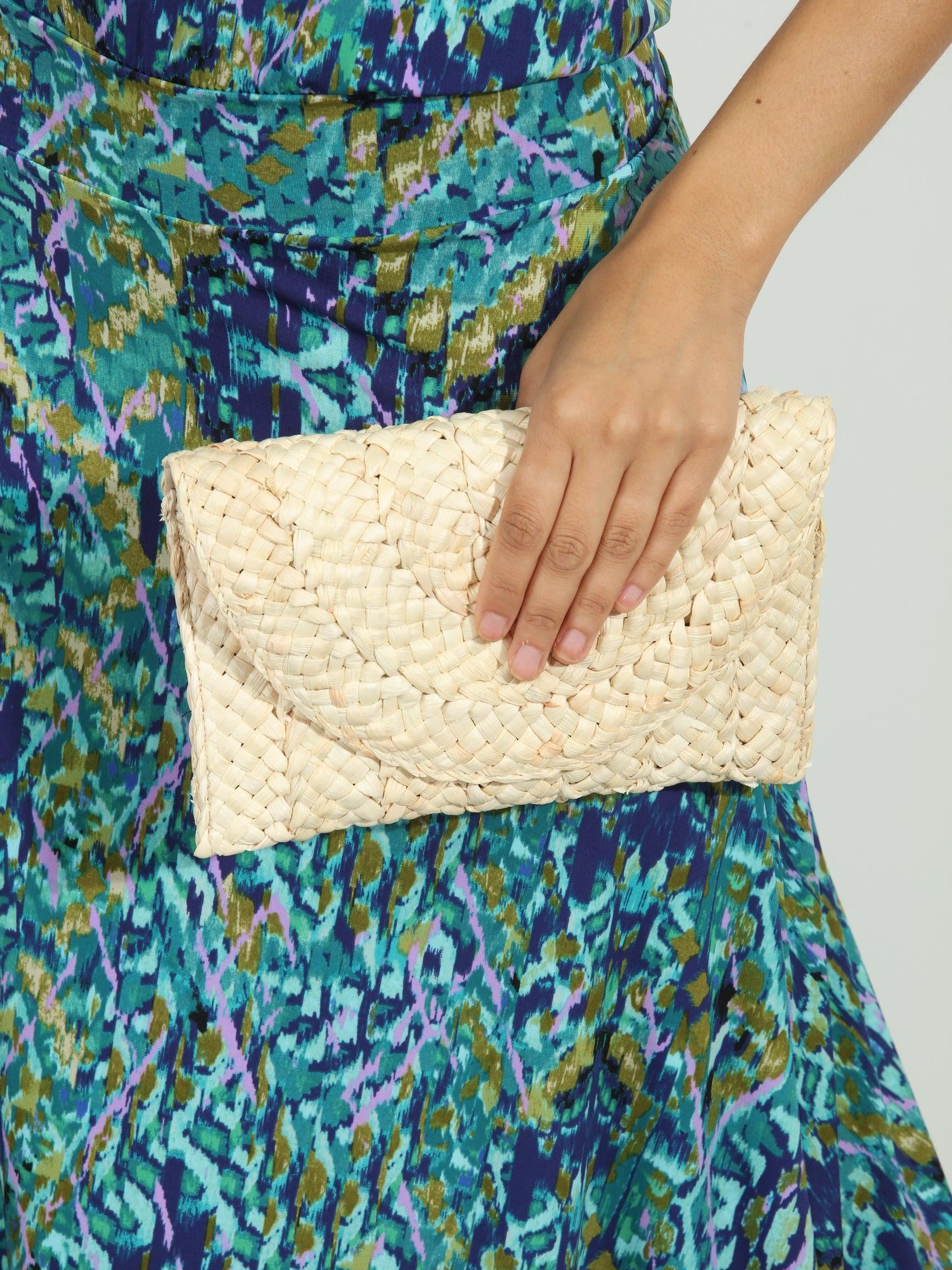 Light Natural Raffia Clutch