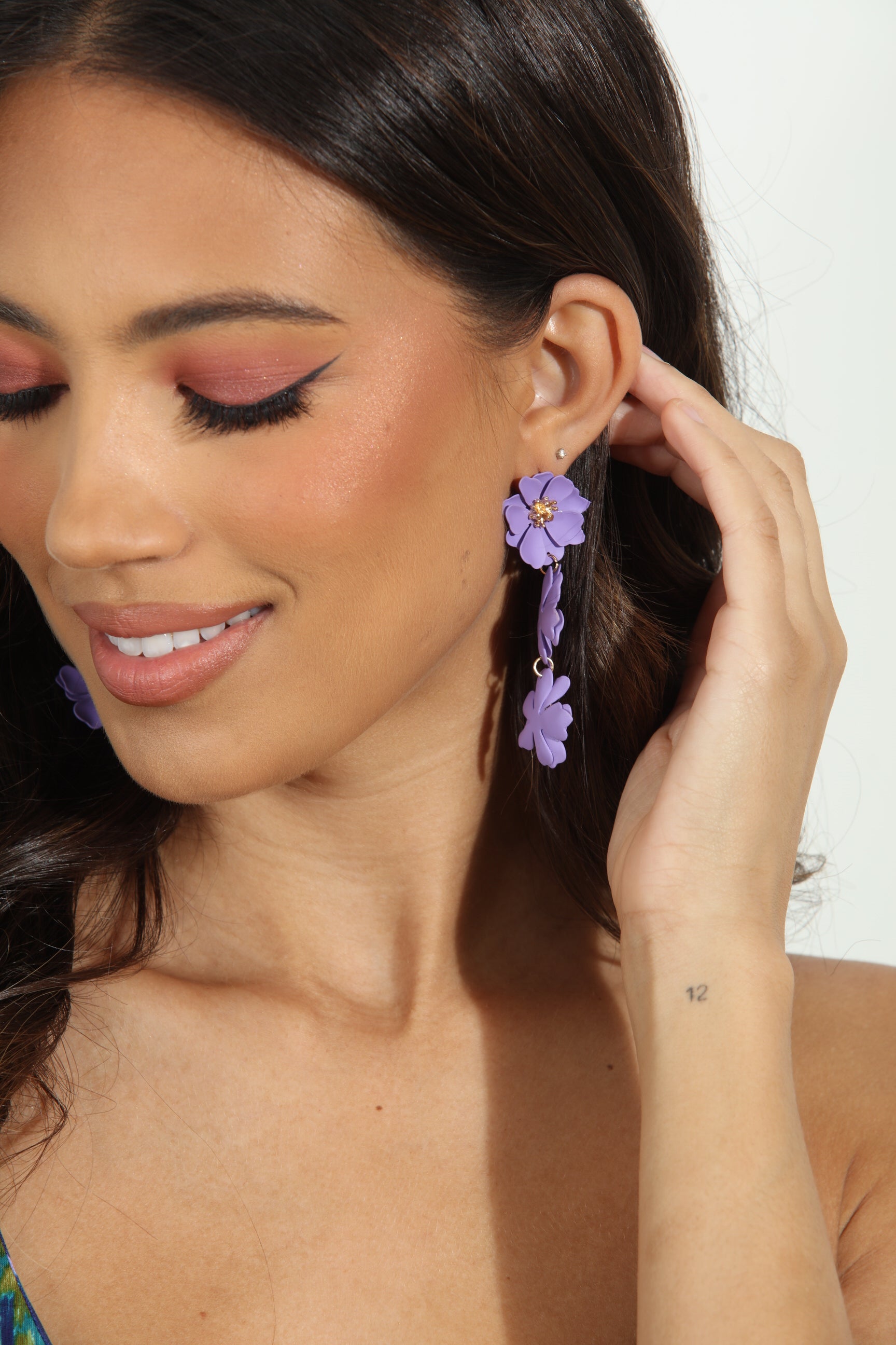 Lavender Flower Statement Earrings