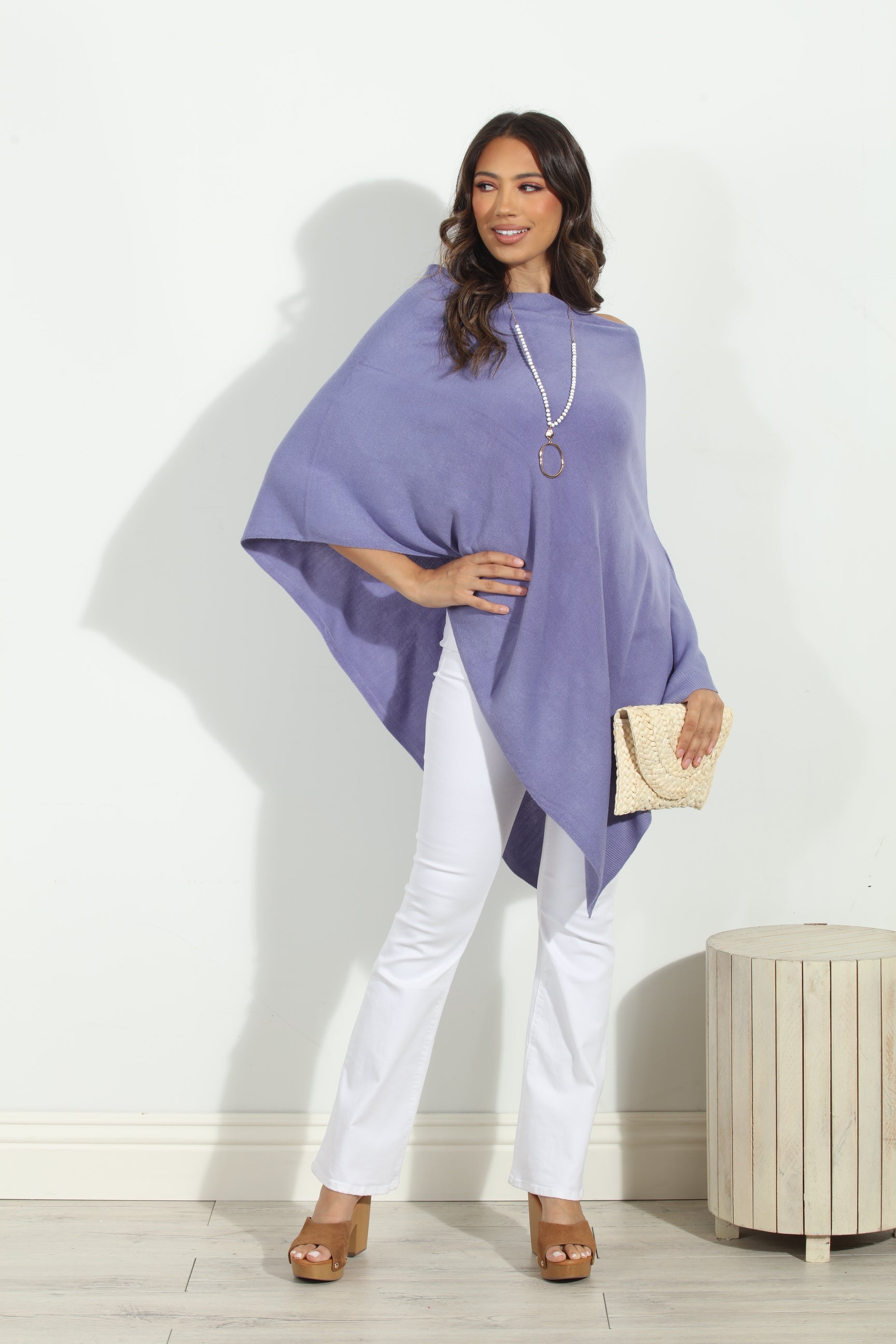 Periwinkle Throw-On Poncho- NEW COLOR