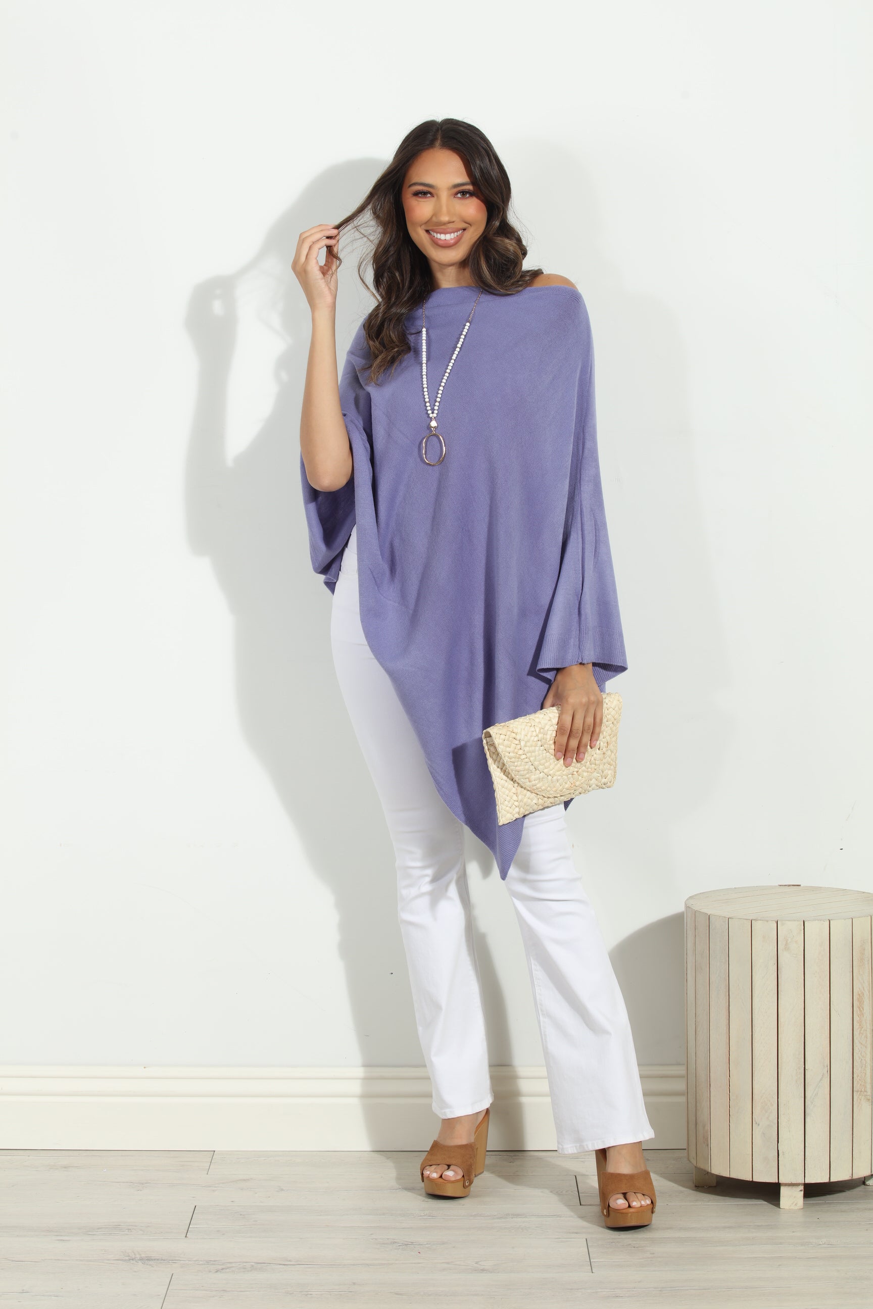 Periwinkle Throw-On Poncho- NEW COLOR