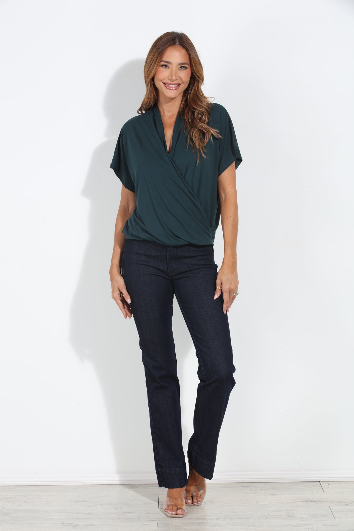 Emerald Cupro Surplice Tee-BEST SELLER