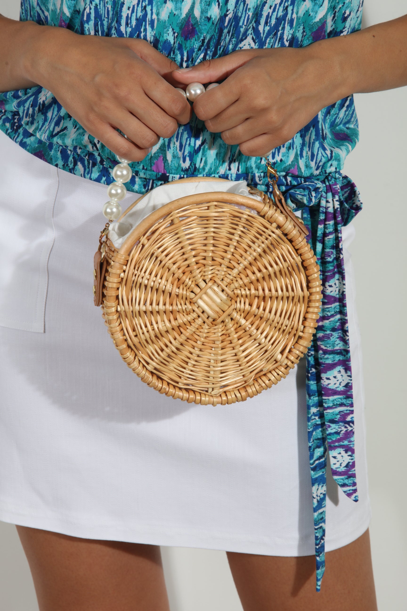 Basket Purse with Pearl Handle