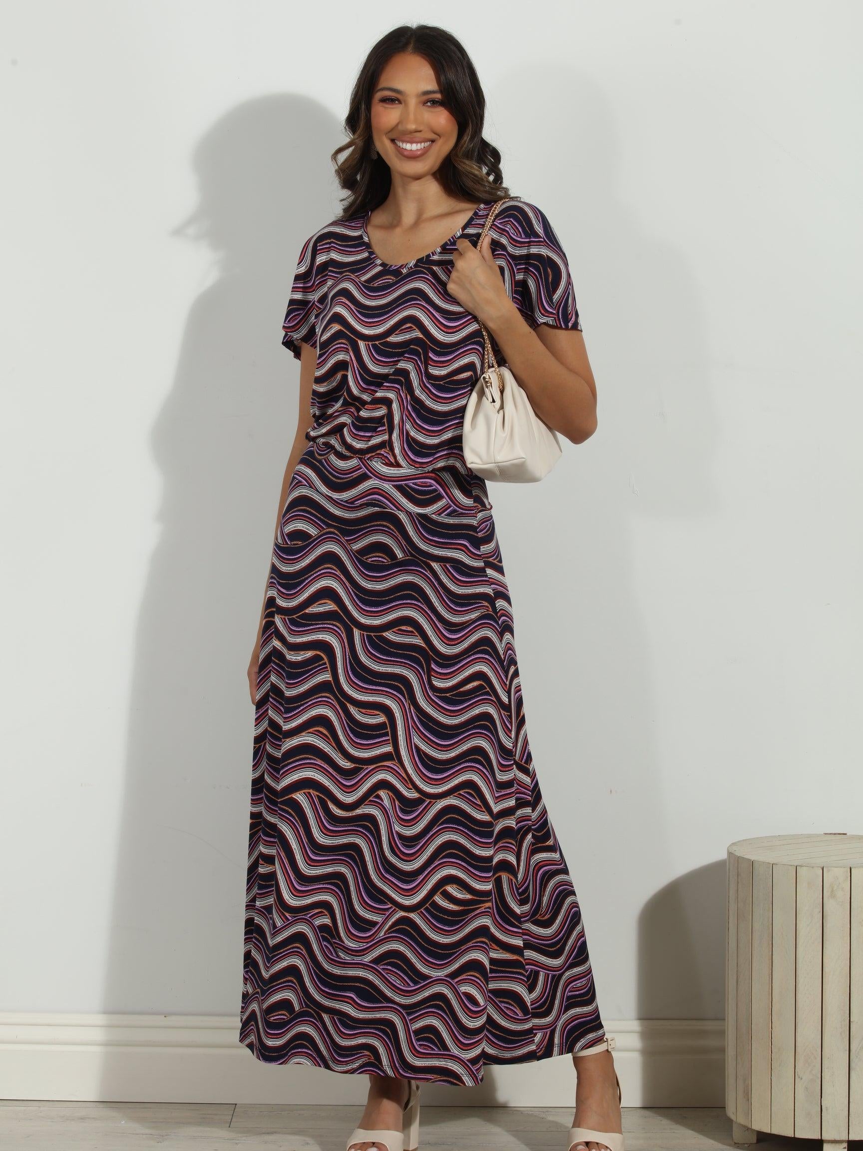 Leanna Short Sleeve Drop Waist Maxi Dress-FINAL SALE