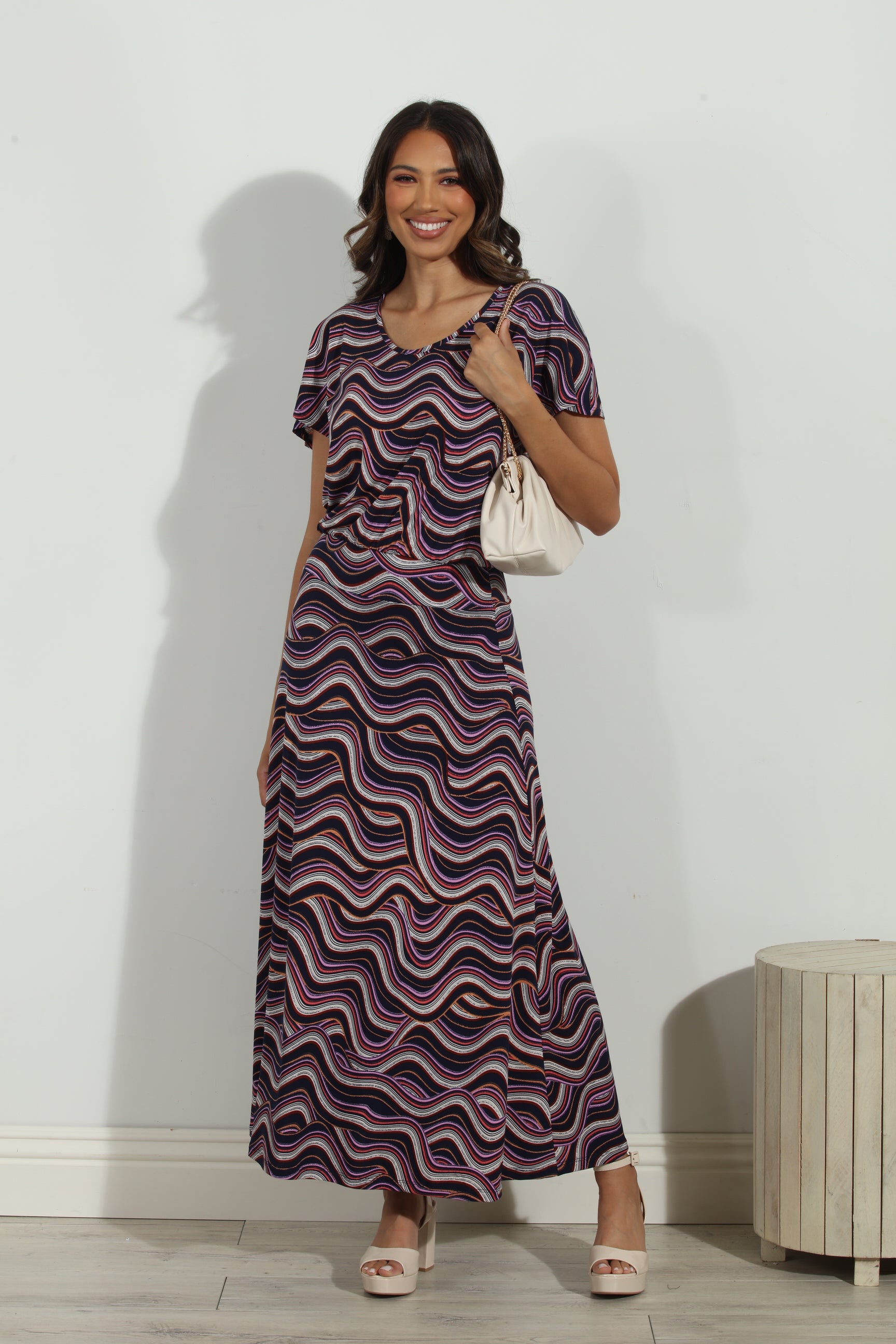 Leanna Short Sleeve Drop Waist Maxi Dress-FINAL SALE