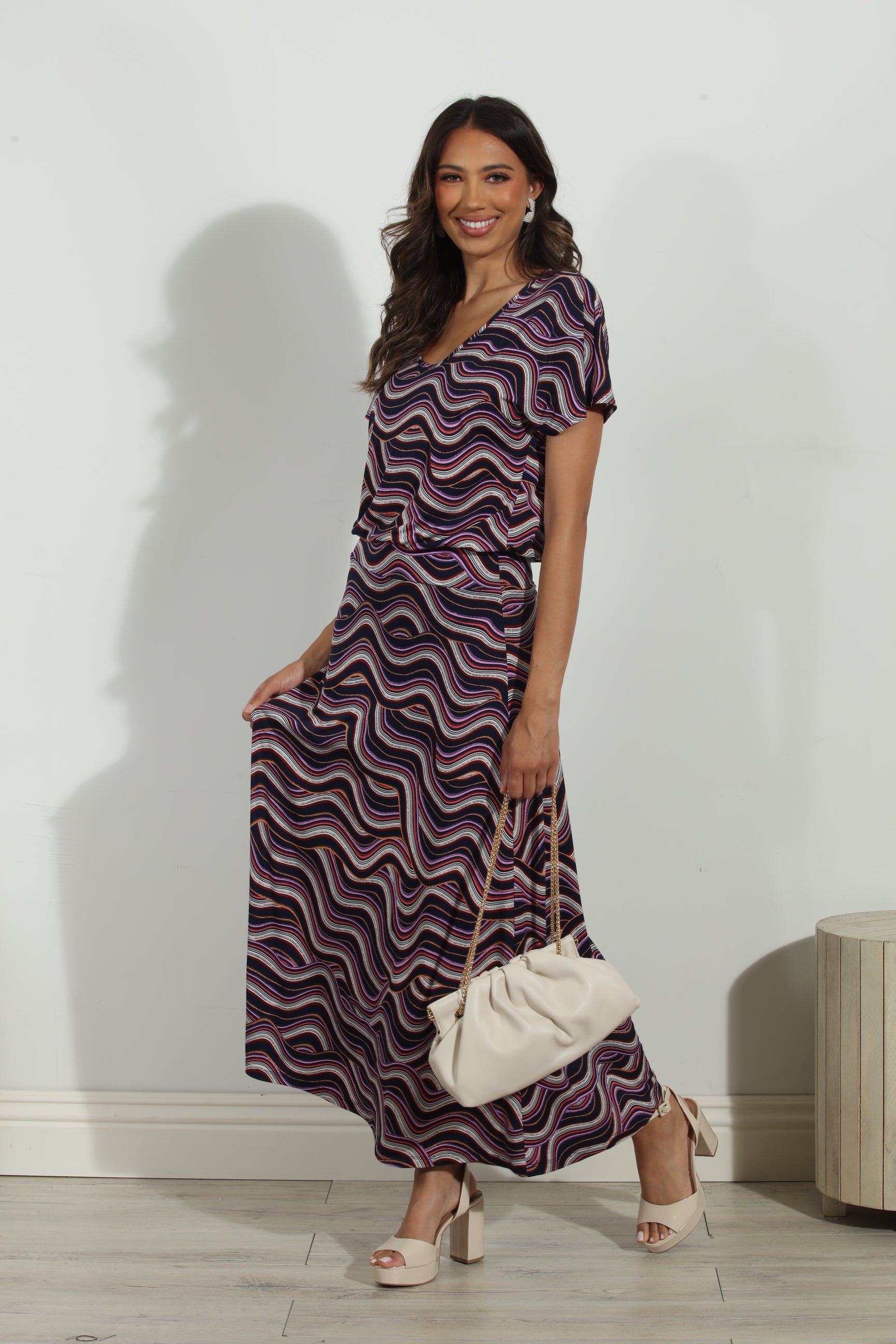 Leanna Short Sleeve Drop Waist Maxi Dress-FINAL SALE