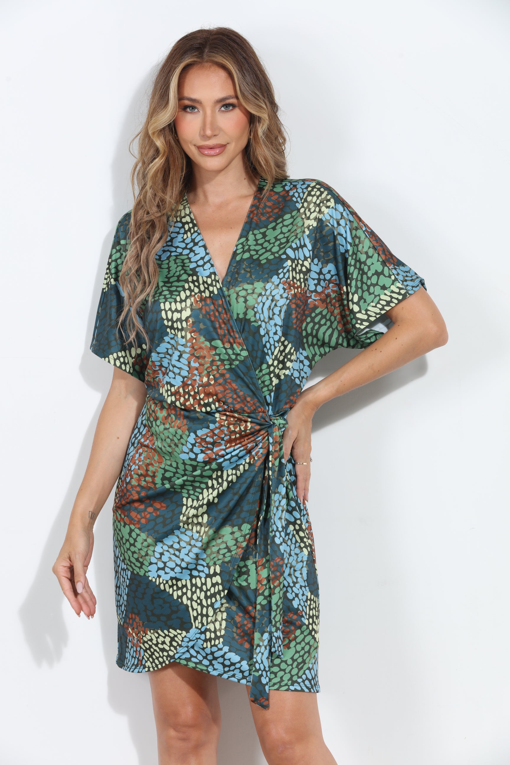 Ines Stretch Faux Wrap Dress-BEST SELLER