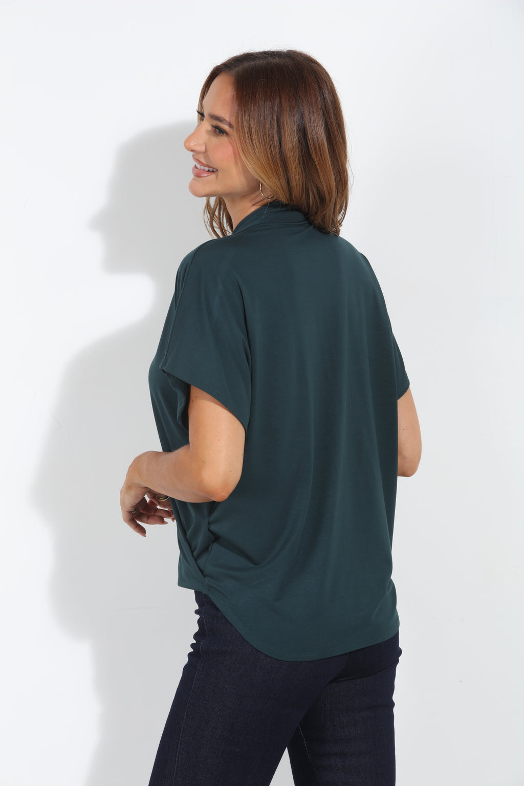 Emerald Cupro Surplice Tee-BEST SELLER