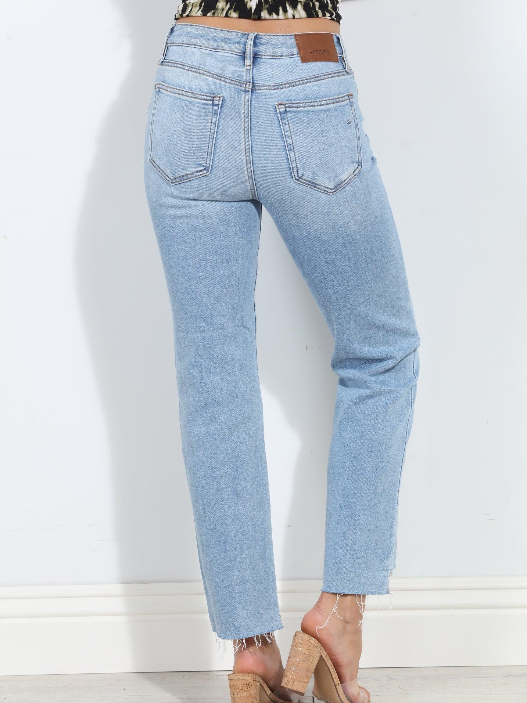 Hidden Jeans Step Hem Straight - Light Wash