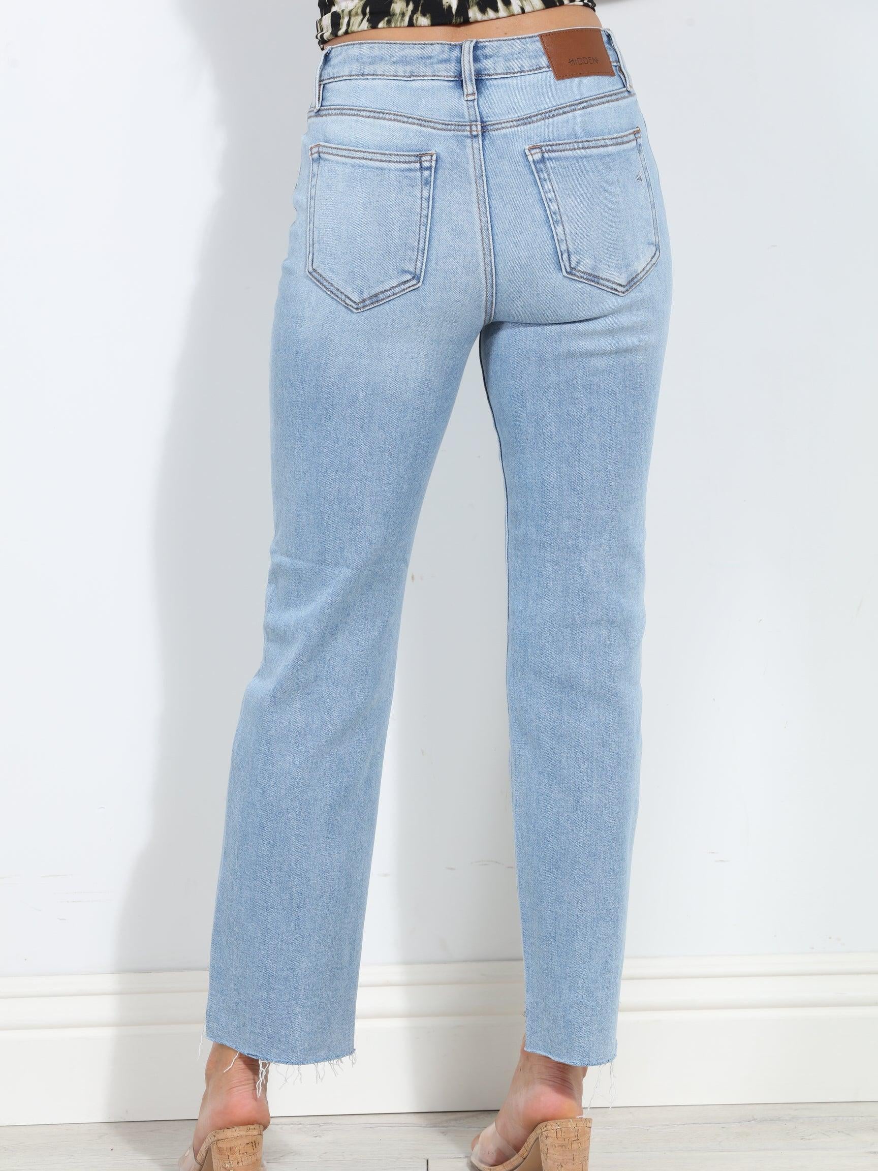 Hidden Jeans Step Hem Straight - Light Wash