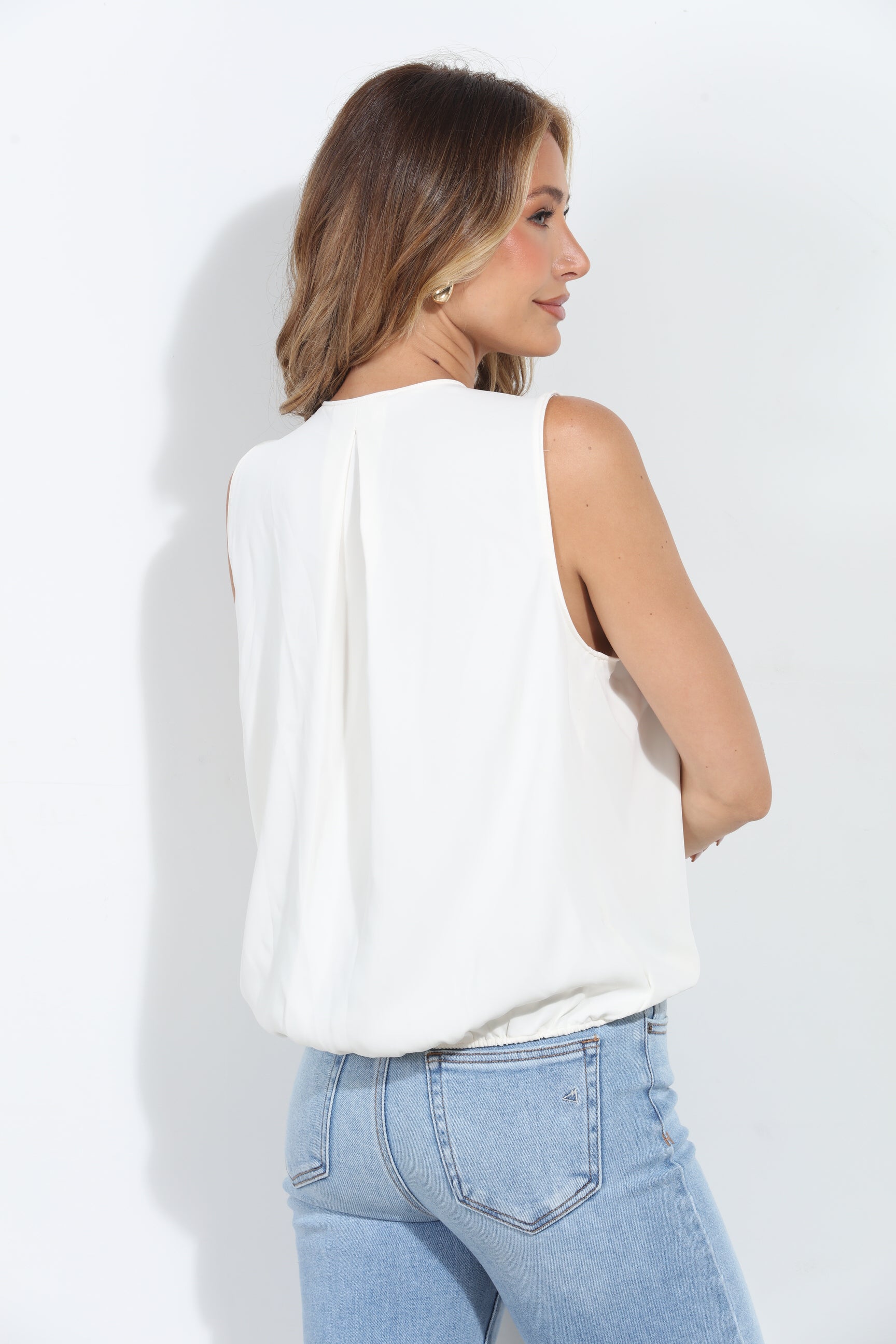 Ivory Pleated Politan Top