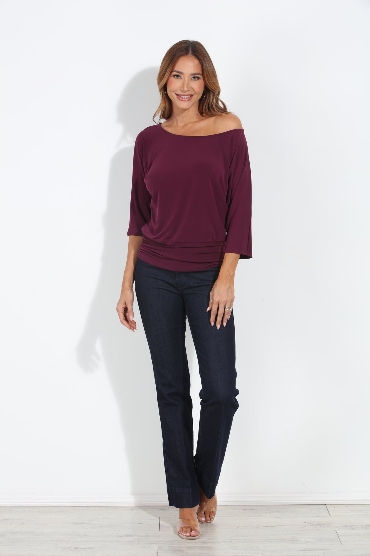 Eggplant Shirred Waist Top