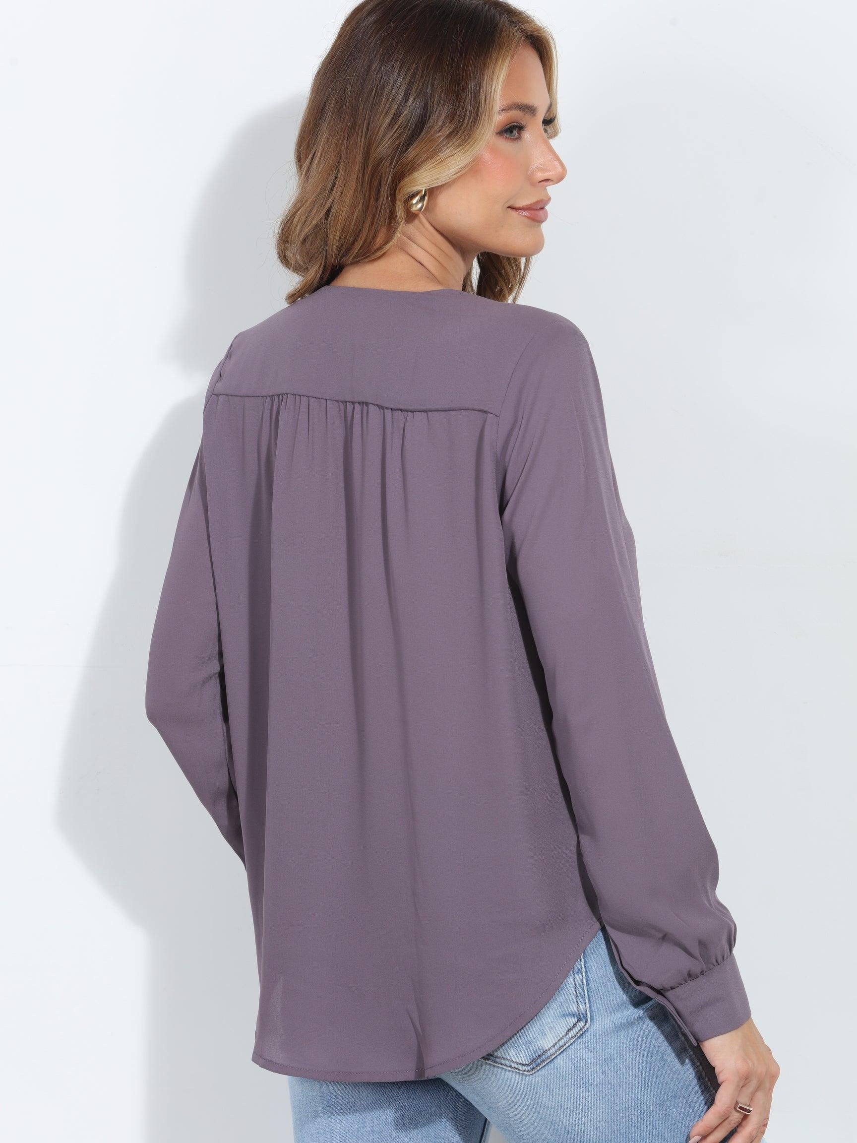 Quail V-Neck Front Pleat Blouse