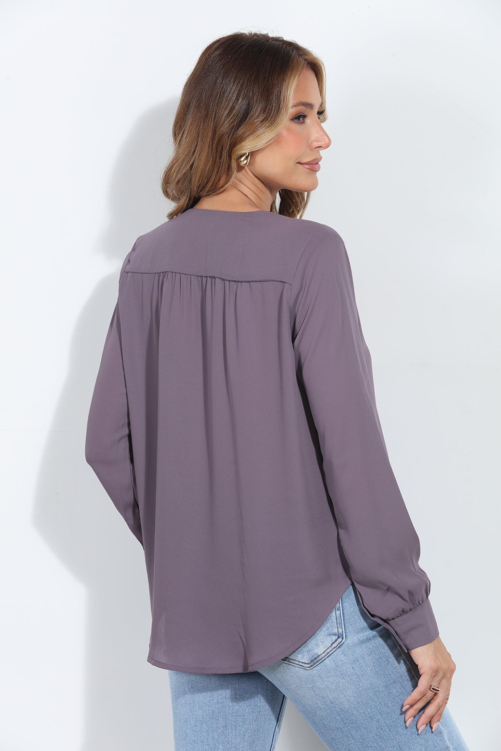 Quail V-Neck Front Pleat Blouse